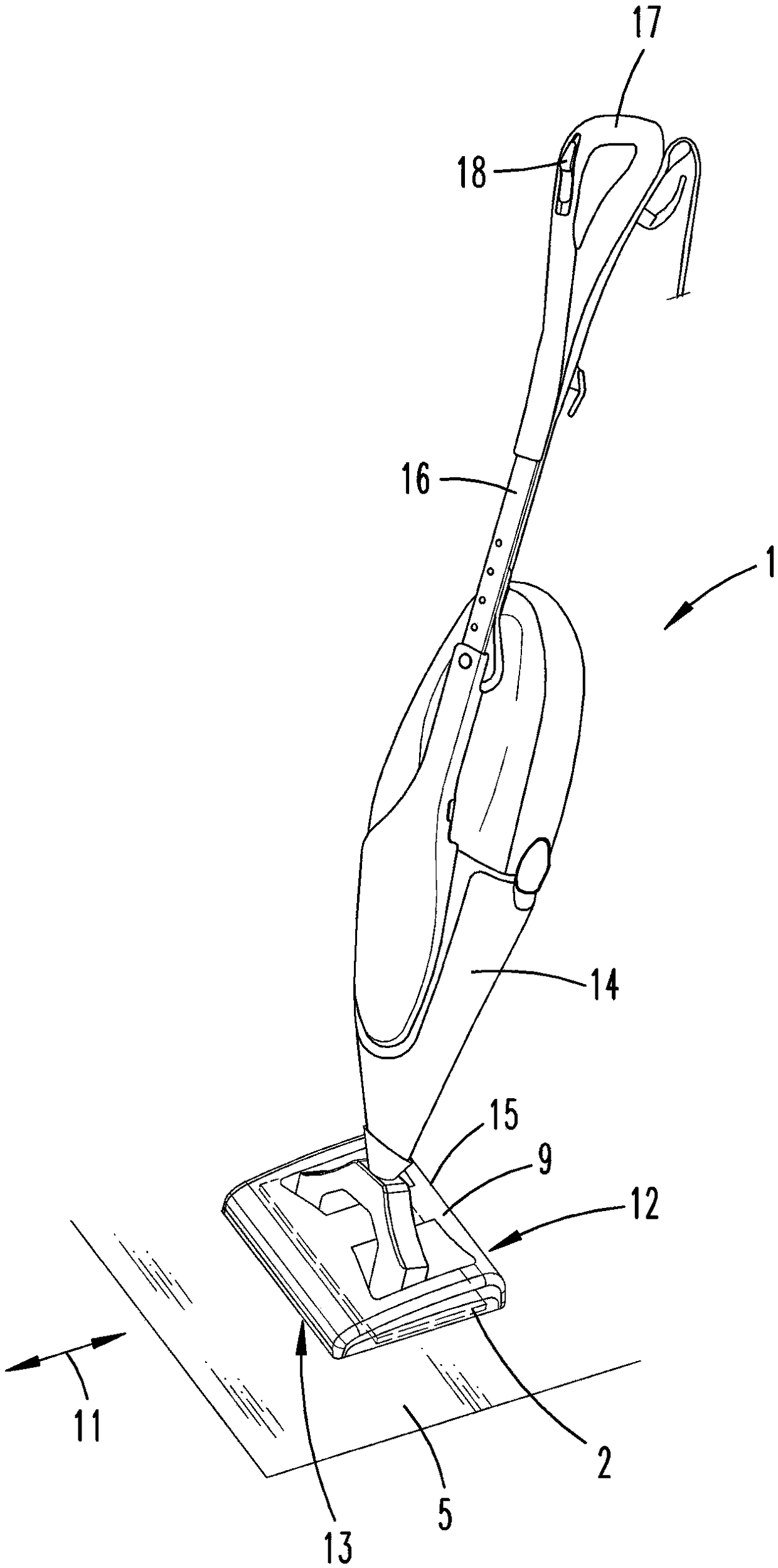 Cleaning device with a motor-driven oscillating plate