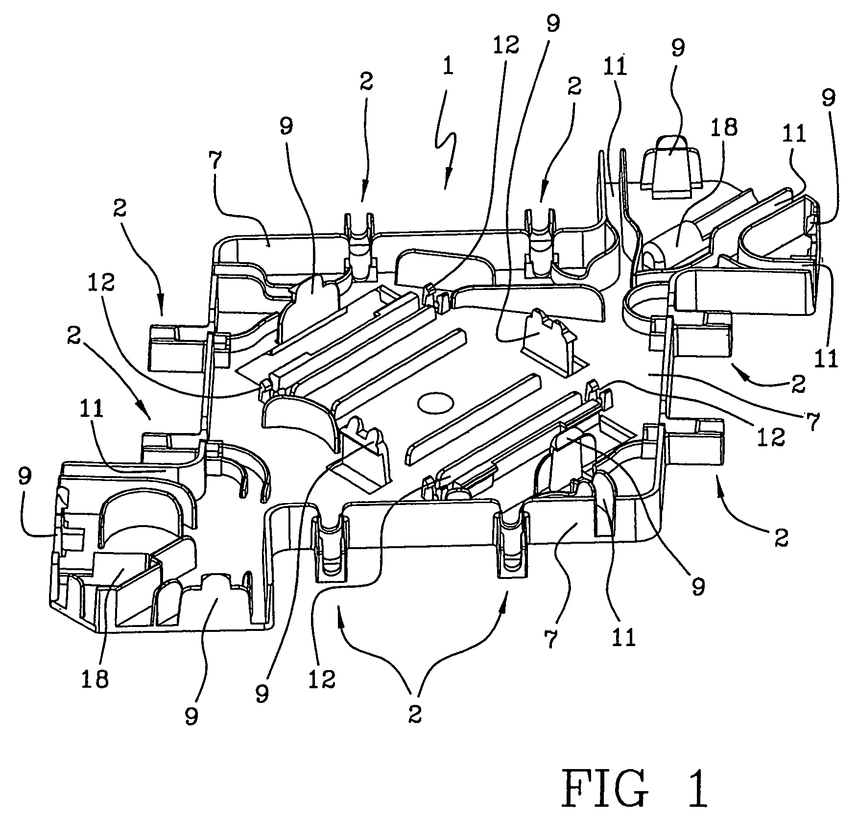 Support element, an integrated module for extracorporeal blood treatment comprising the support element, an apparatus for extracorporeal blood treatment equipped with the integrated module, and an assembly process for an integrated module for extracorporeal blood treatment