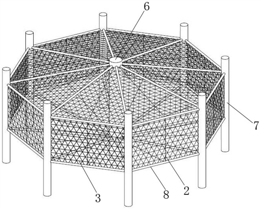 Copper alloy net equipment method and cultivation device for deep sea rigid structure support cultivation device