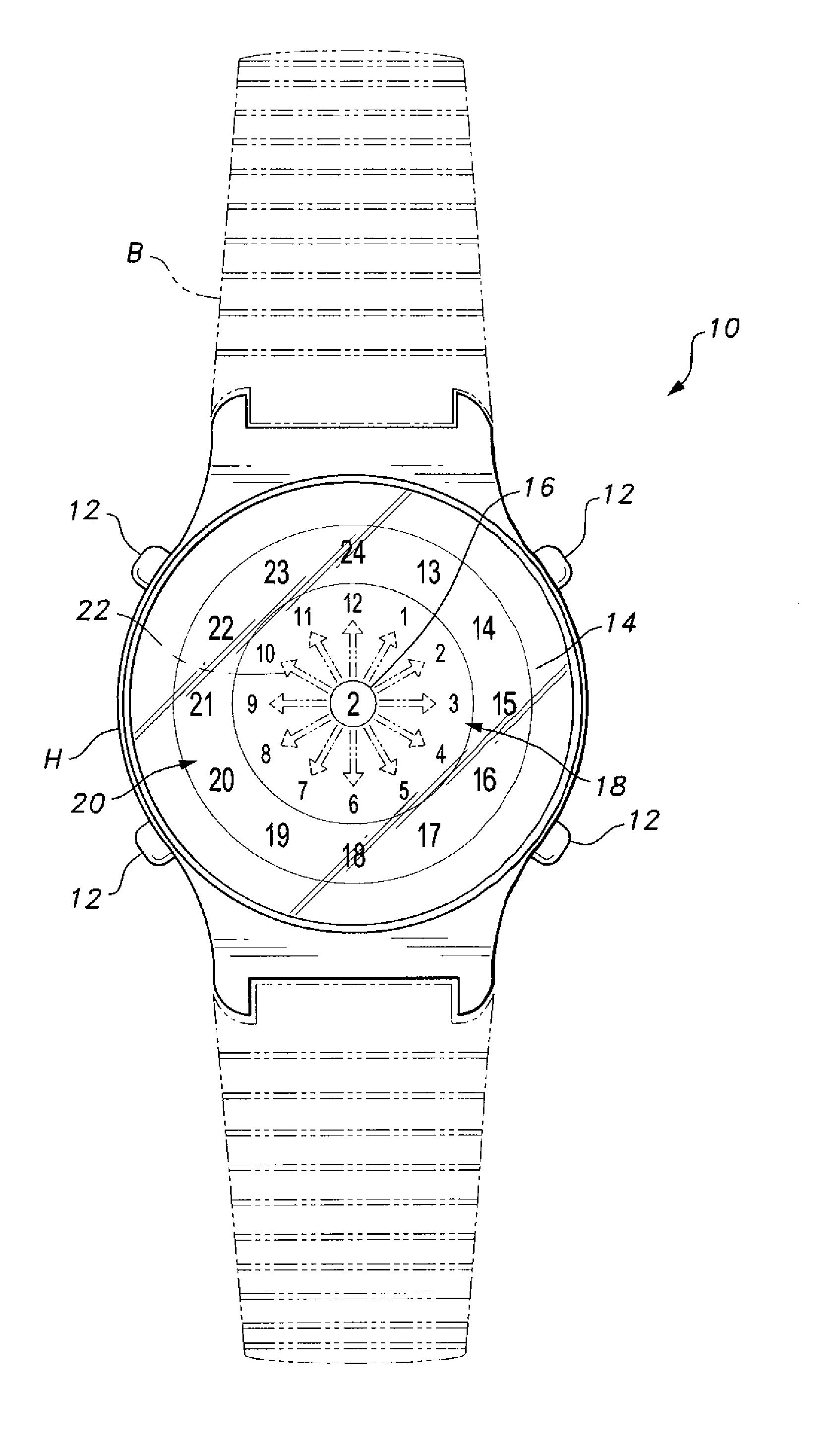 Timepiece with multiplication table display and method of teaching multiplication tables