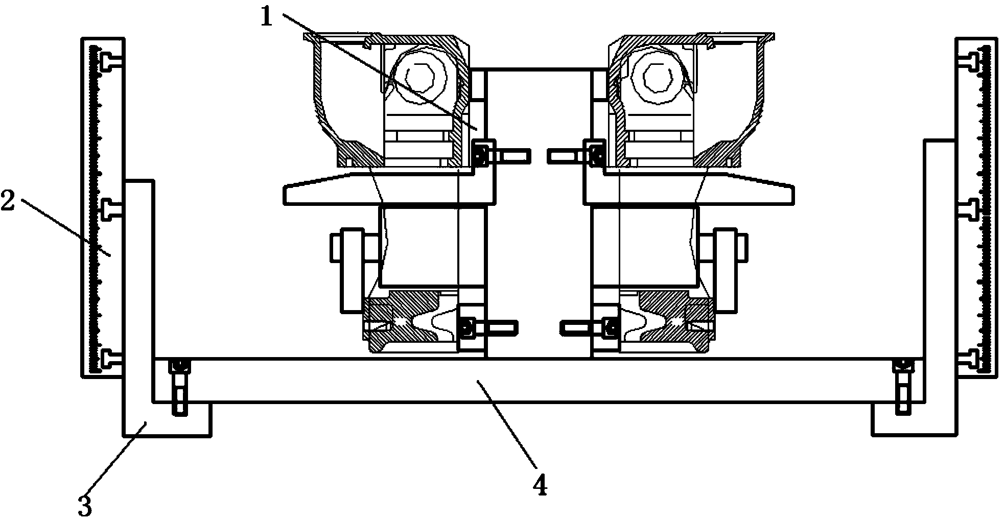 Clamping device for machining and positioning of pincers of disc brakes