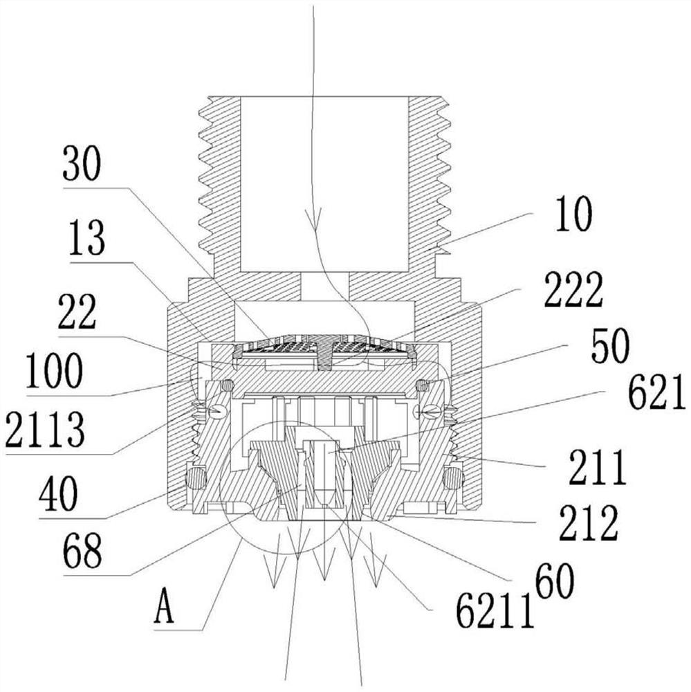 Stable water curtain water outlet device