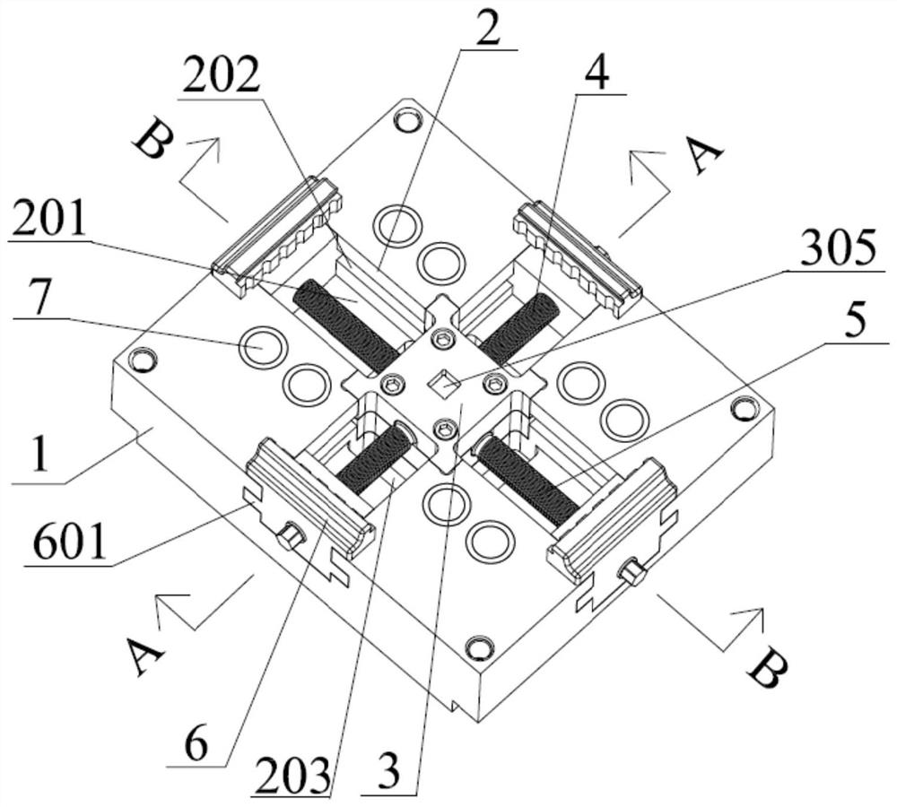 Four-side centering clamp and batch clamping system