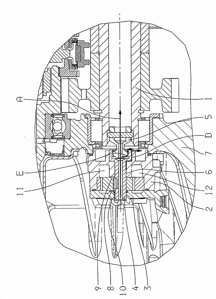 Method and device for the internal oiling of a gear shaft that is arranged coaxially to the oil pump of a gearbox and drives the oil pump