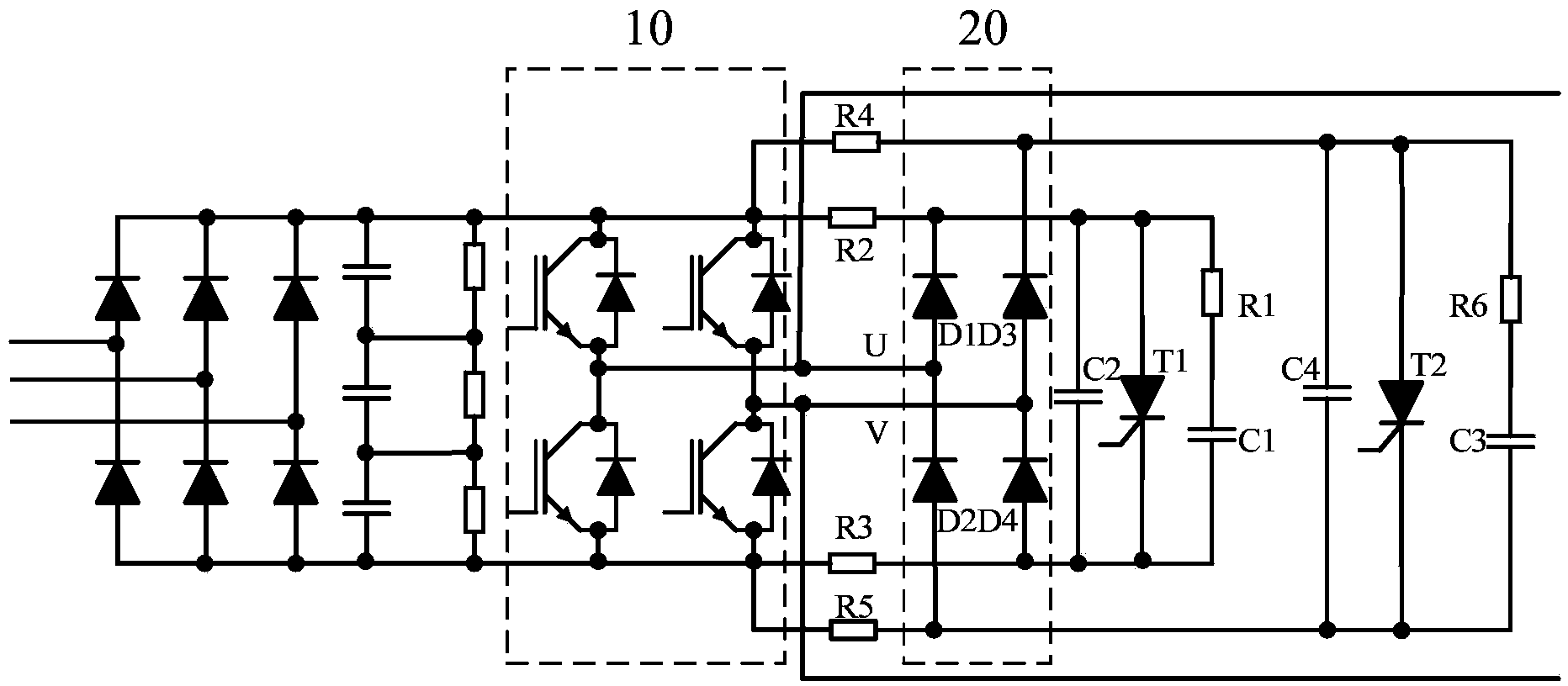 Current-sharing bypass circuit of power unit of high-voltage inverter