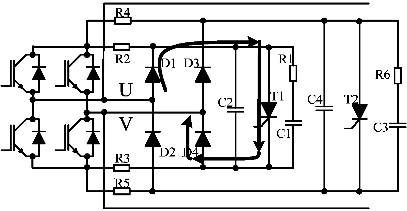 Current-sharing bypass circuit of power unit of high-voltage inverter