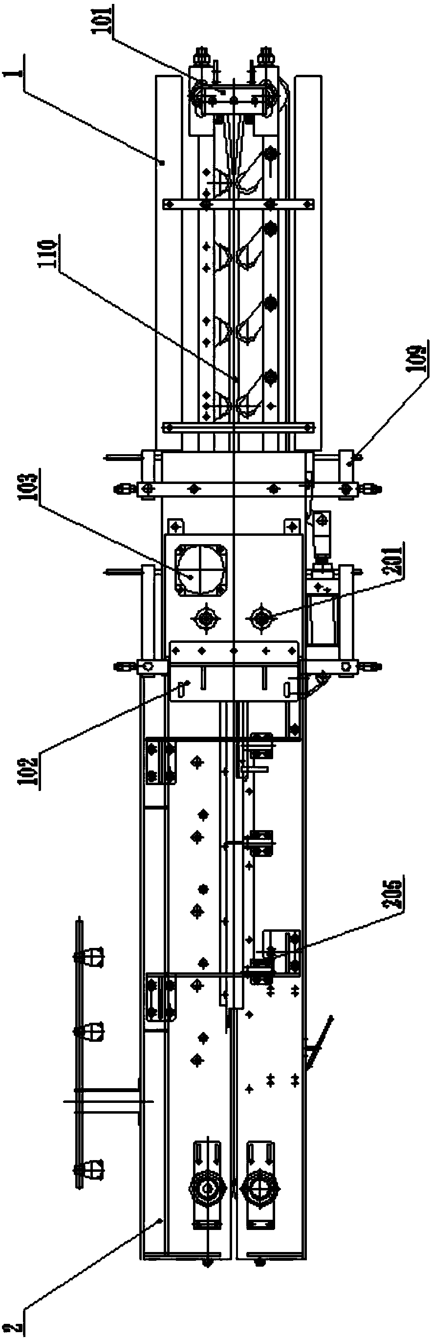 Synchronous conveying, lifting and adjusting mechanism for automatic line