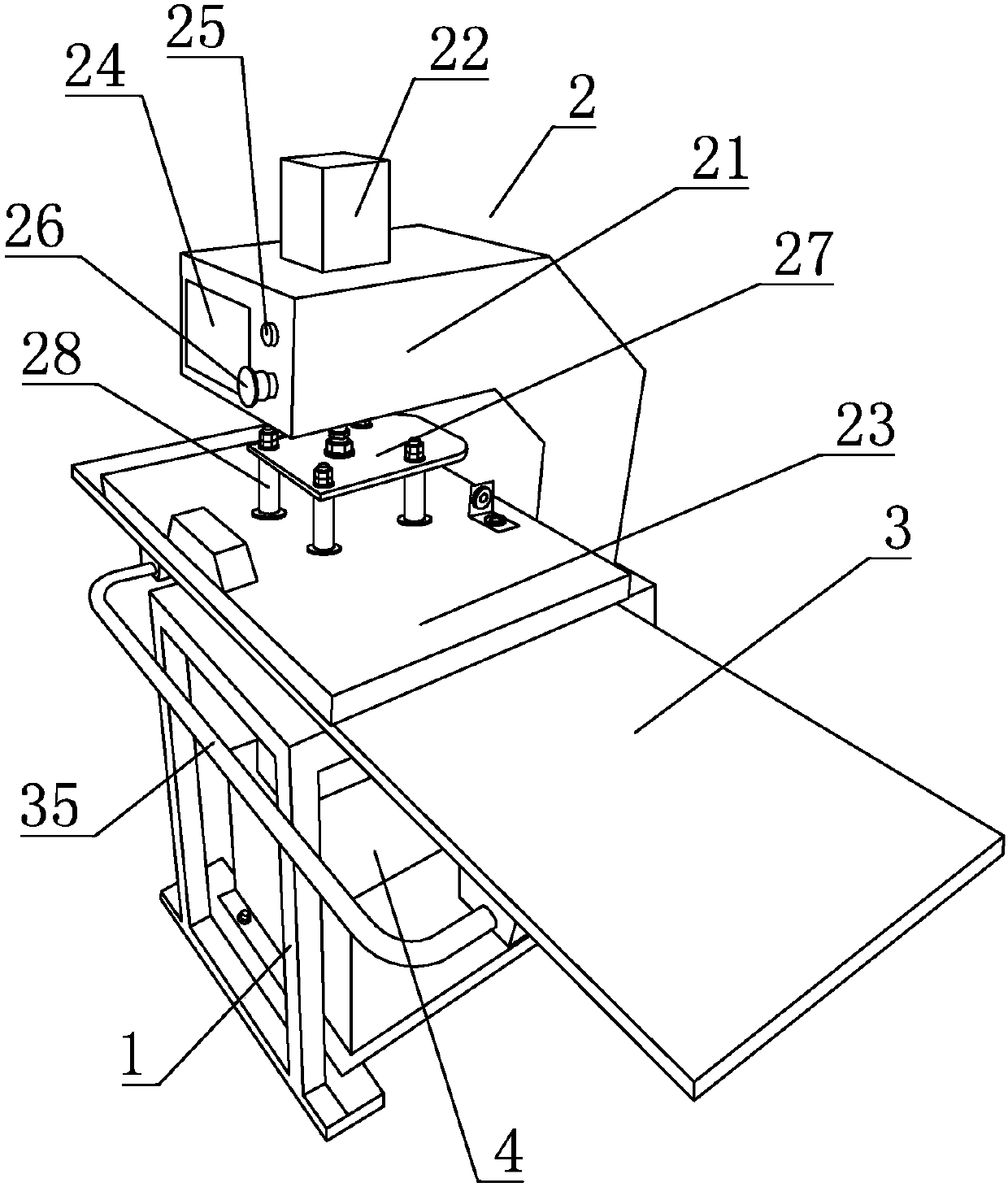 Vamp shaping machine with non-rigid shaping plate and double-station carrying table