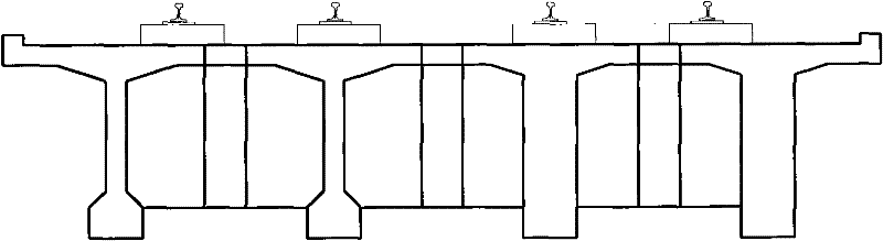 Prestressed concrete three-web trough girder