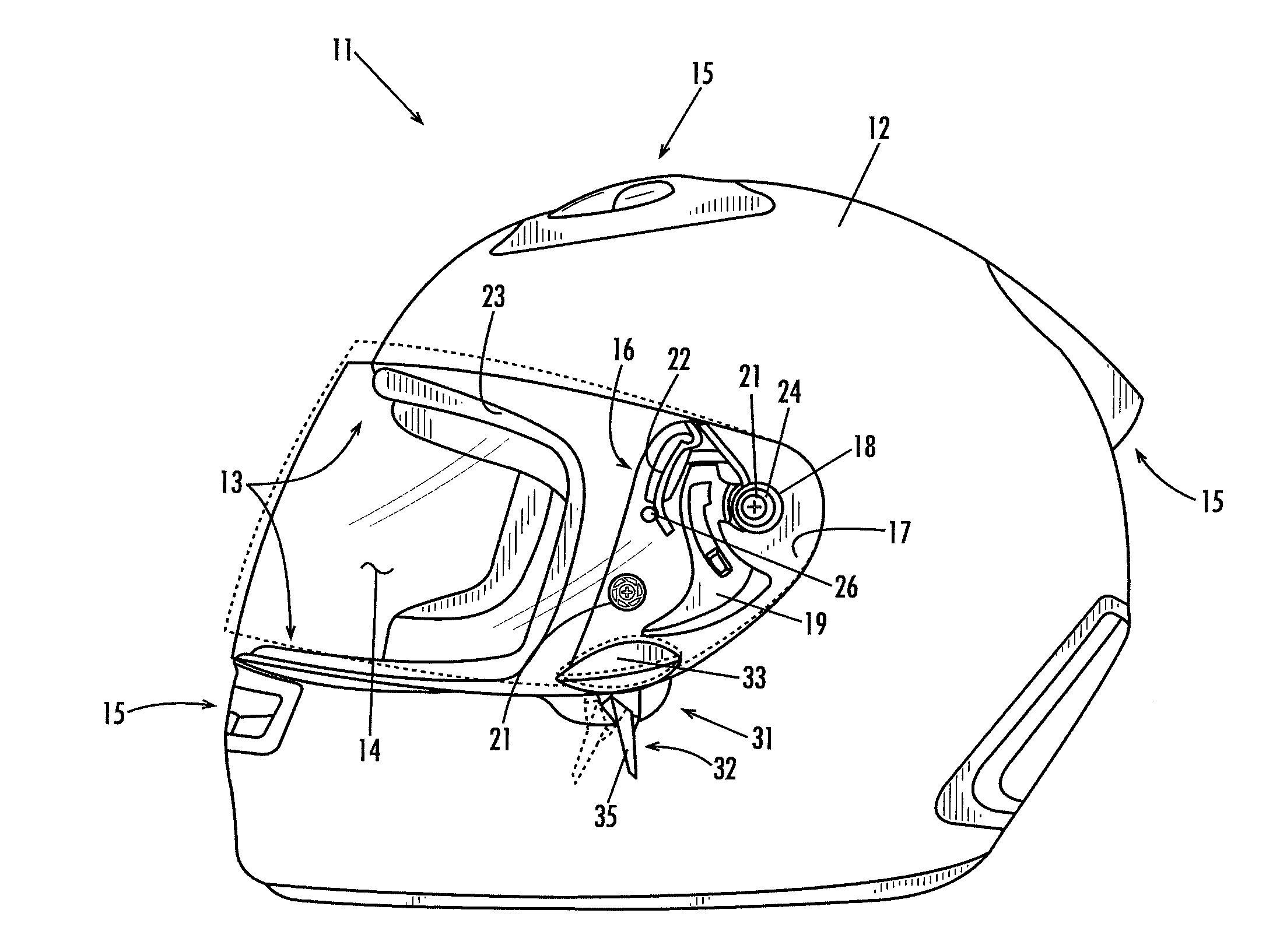 Helmet with Improved Shield Mount and Precision Shield Control