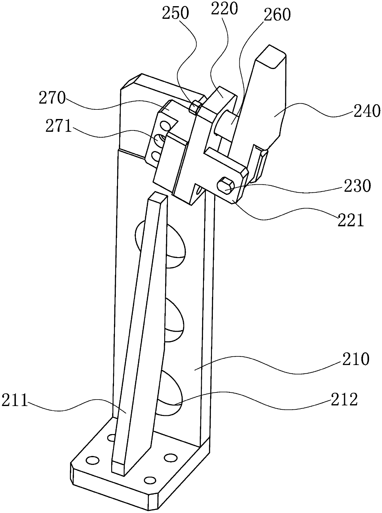 An upper clamping mechanism for the upper bar of the door frame used for auto parts