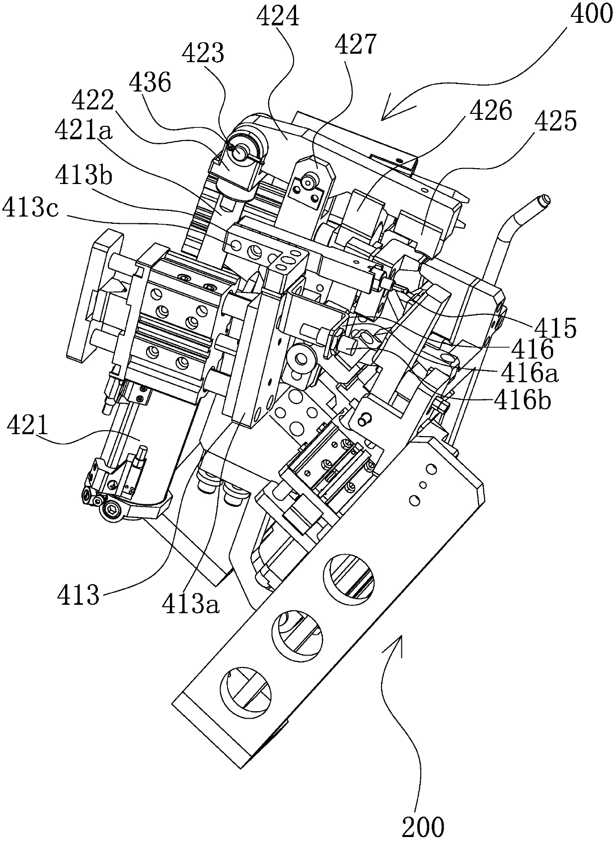 An upper clamping mechanism for the upper bar of the door frame used for auto parts