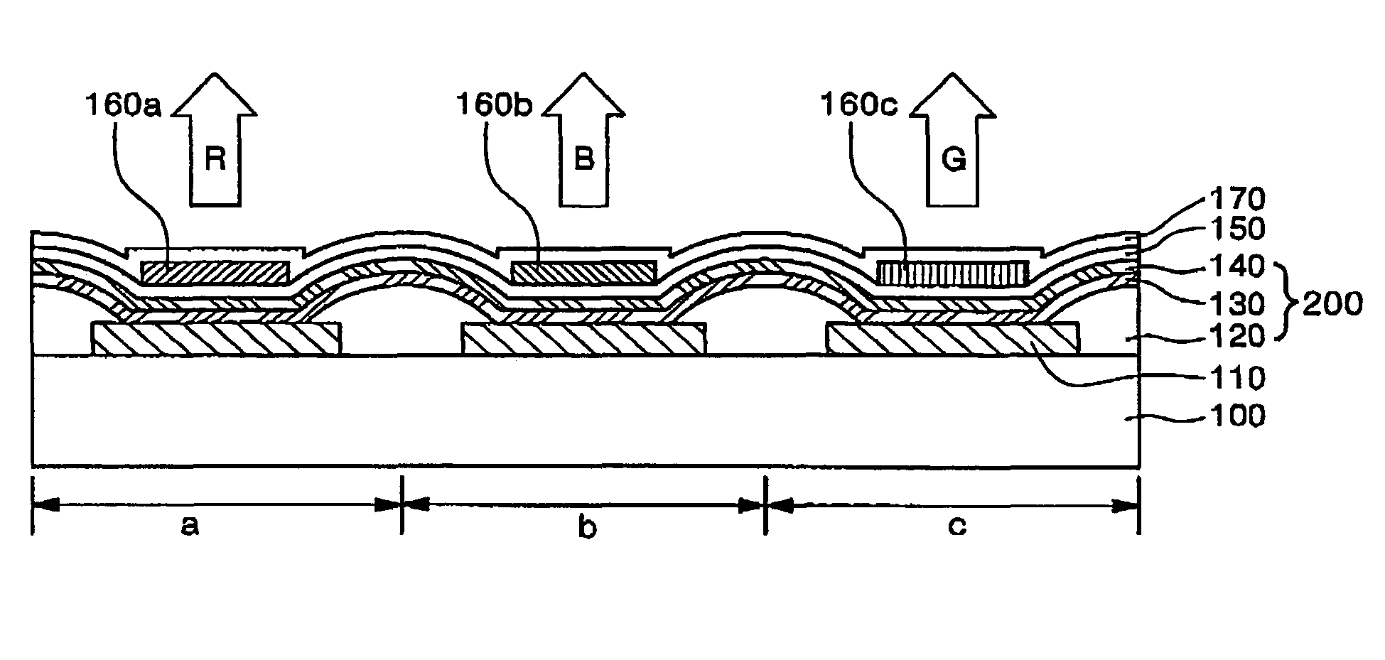 Full-color electroluminescent display device with multiple emission layers and method of fabricating the same