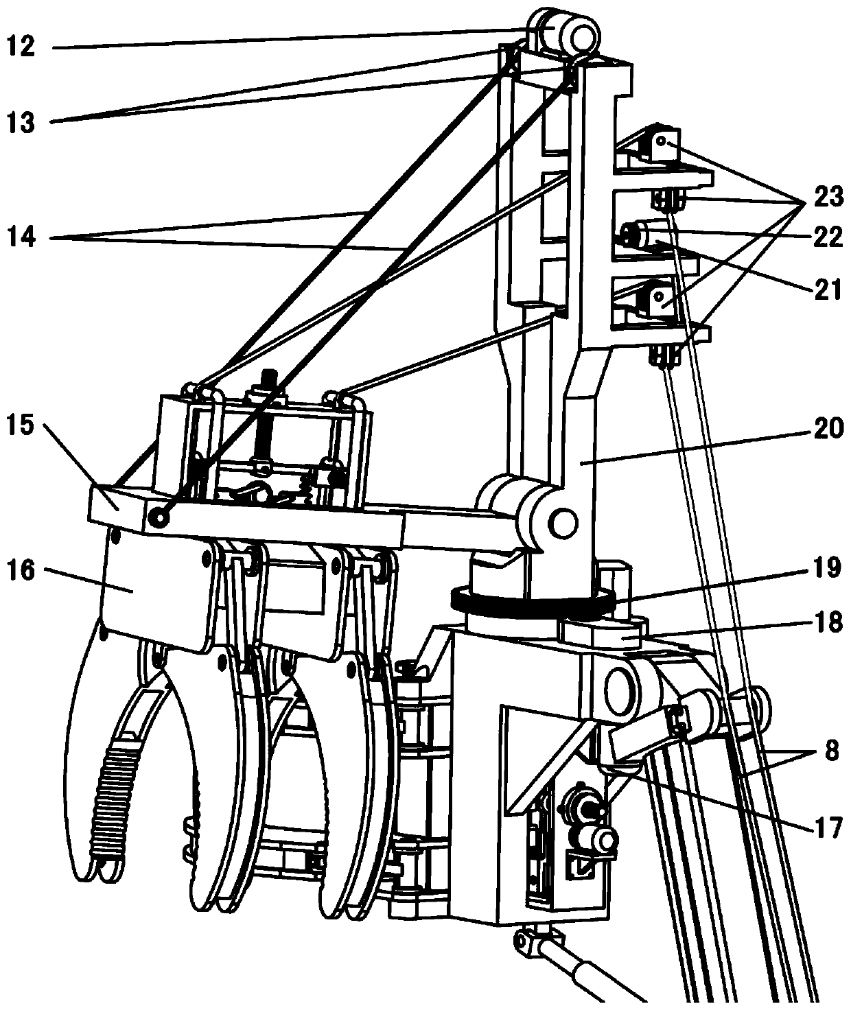 Automatic lifting overhead lumbering device