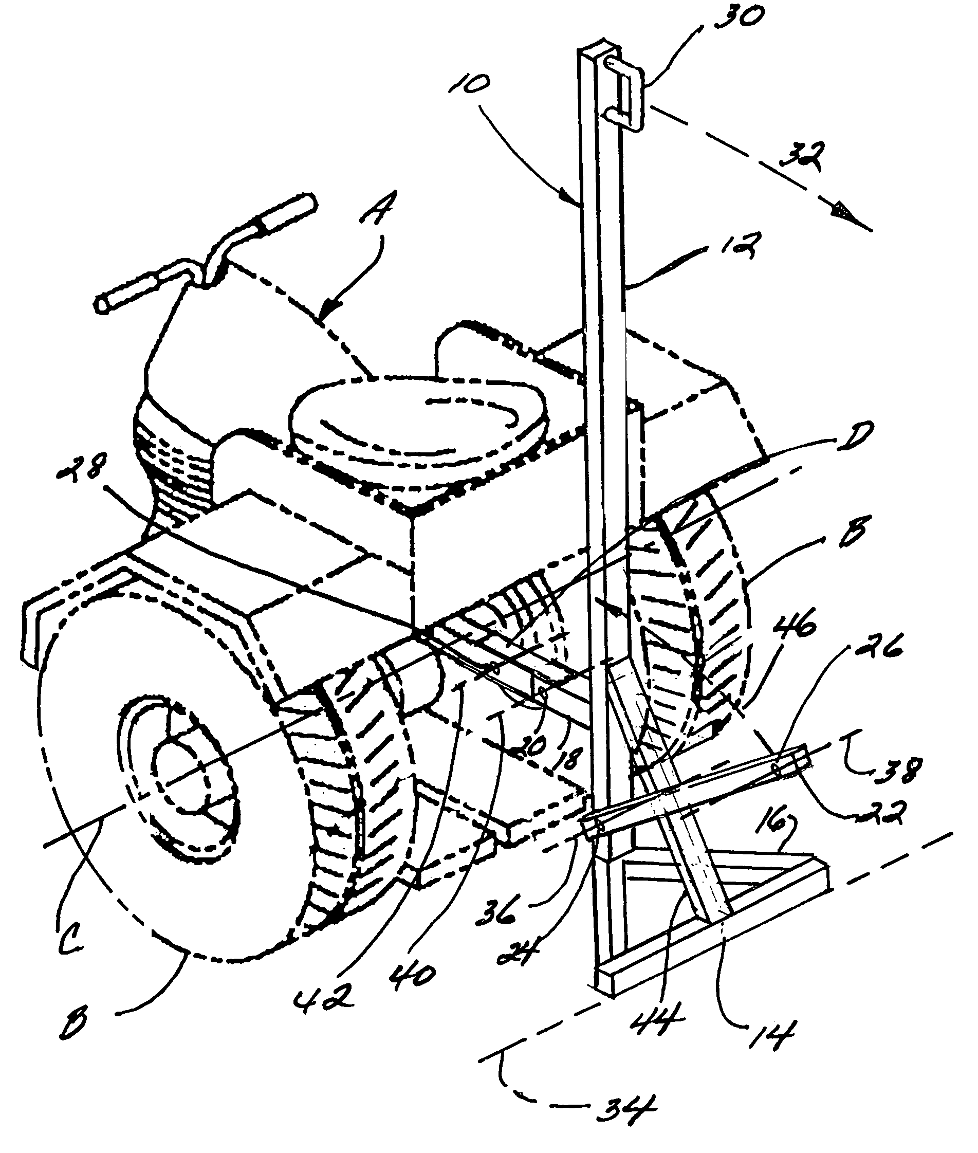 Personal recreation/utility vehicle lift and anti-theft device