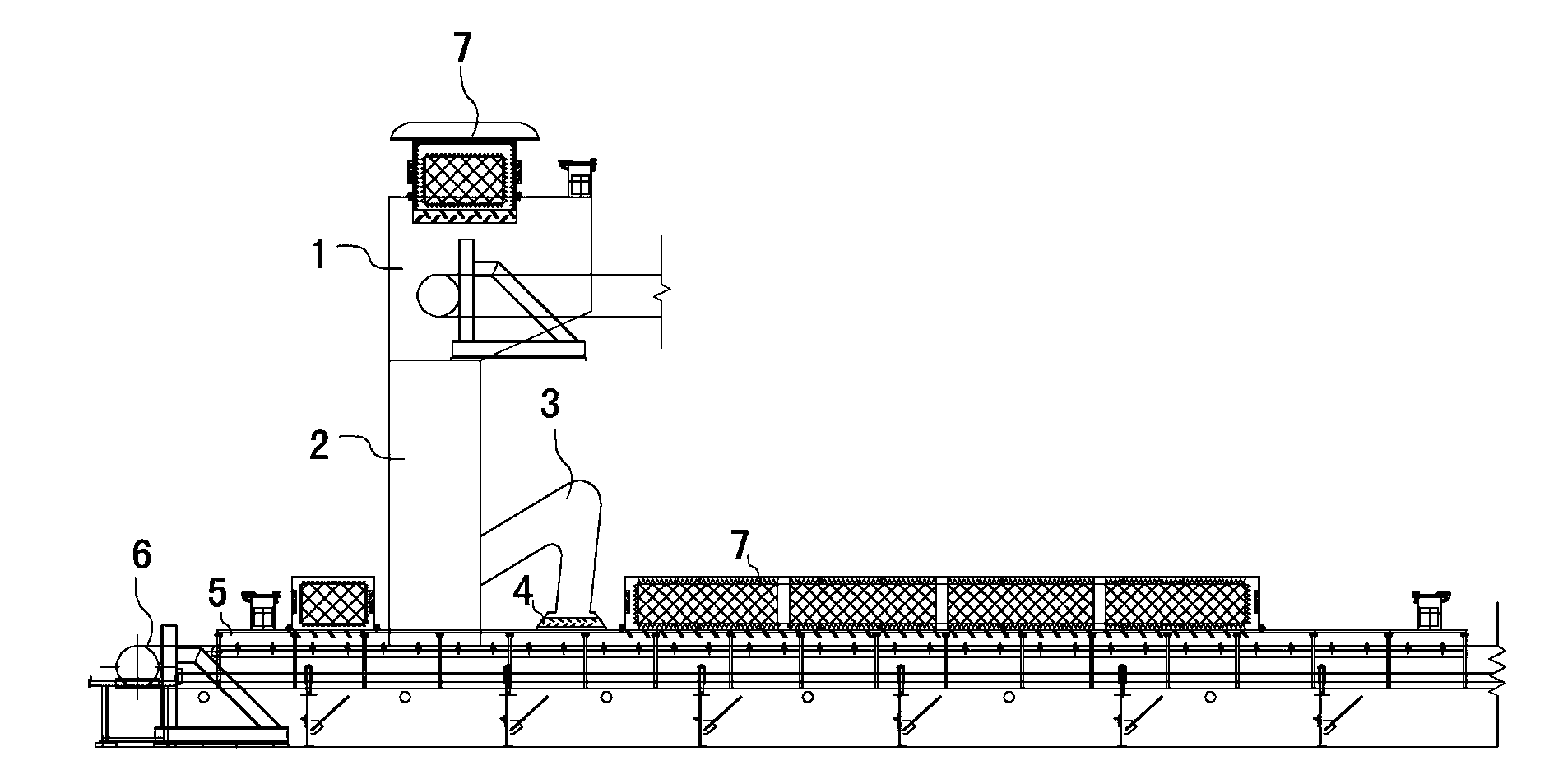 Open type belt conveying fall point unpowered dust removal system