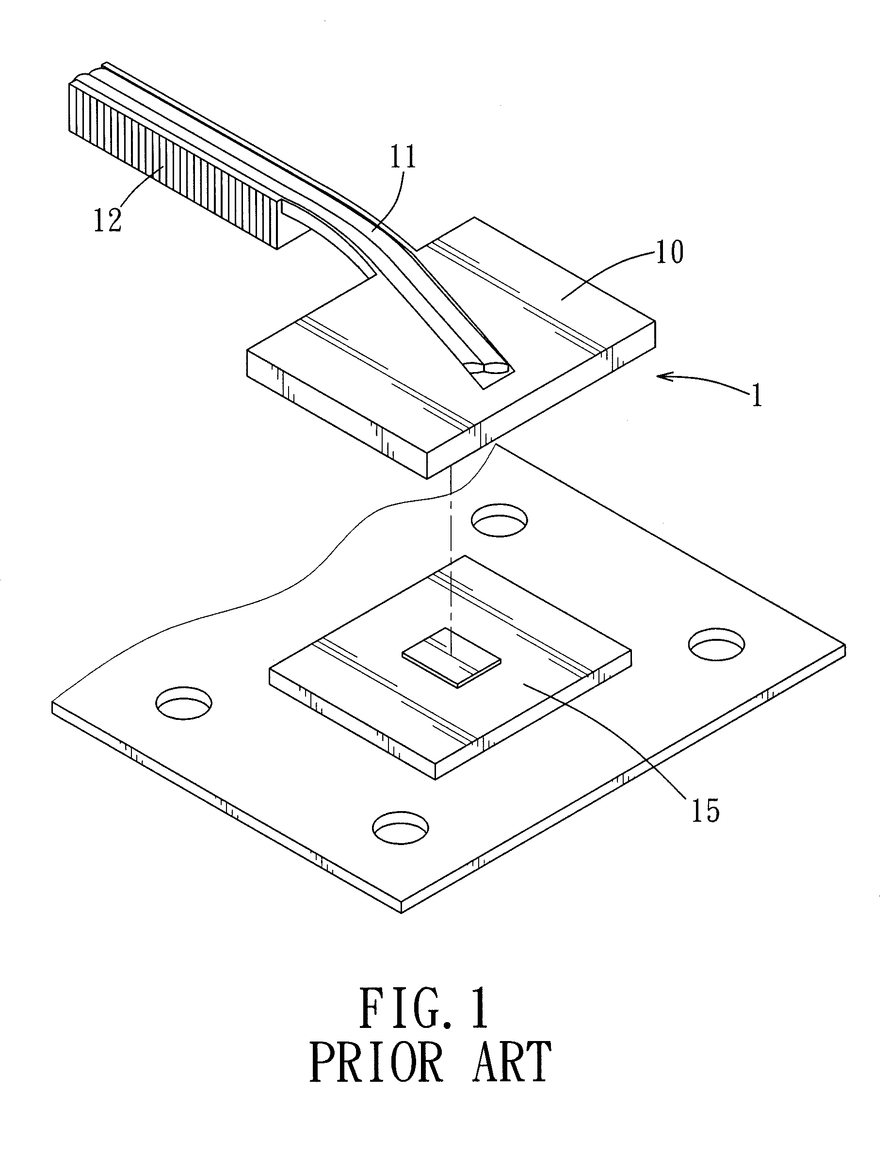 Heat-dissipating module having a dust removing mechanism, and assembly of an electronic device and the heat-dissipating module