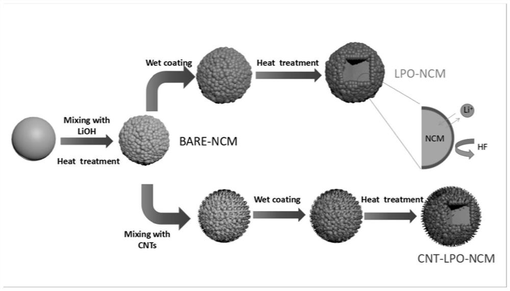 A ternary positive electrode material coated with lithium phosphate and conductive carbon material and its preparation method and application