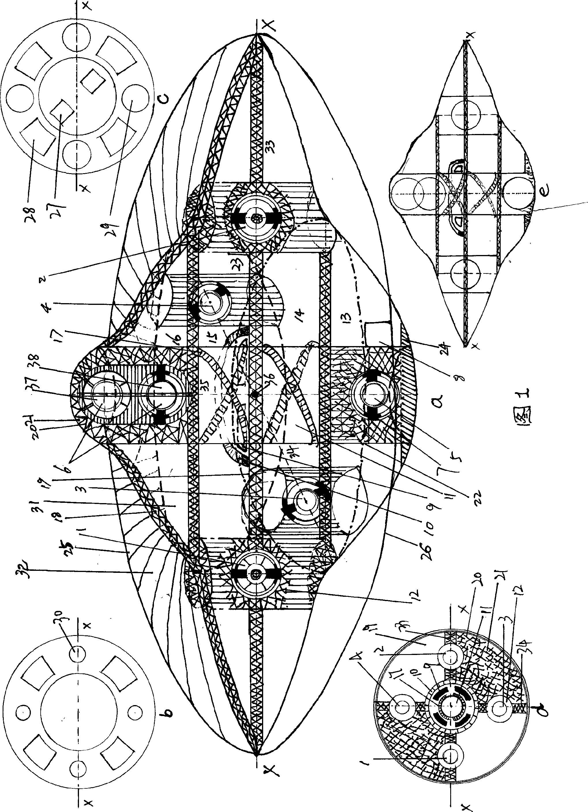 Anti-gravity method and anti-gravity device thereof used as dish form multiway aerial craft for rotating and stopping in air