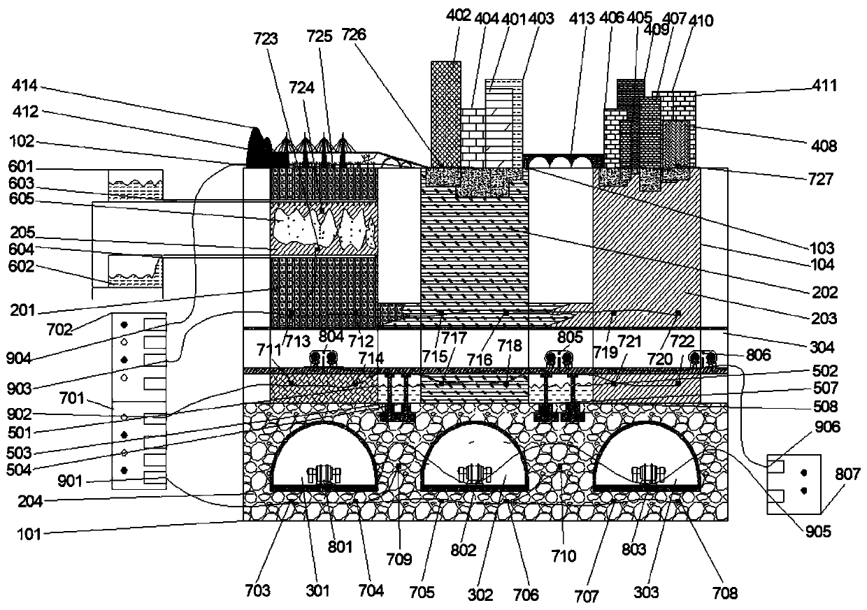 Model experiment device for simulating long-term ground subsidence in dense building complex area