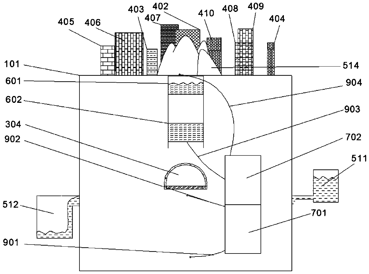 Model experiment device for simulating long-term ground subsidence in dense building complex area