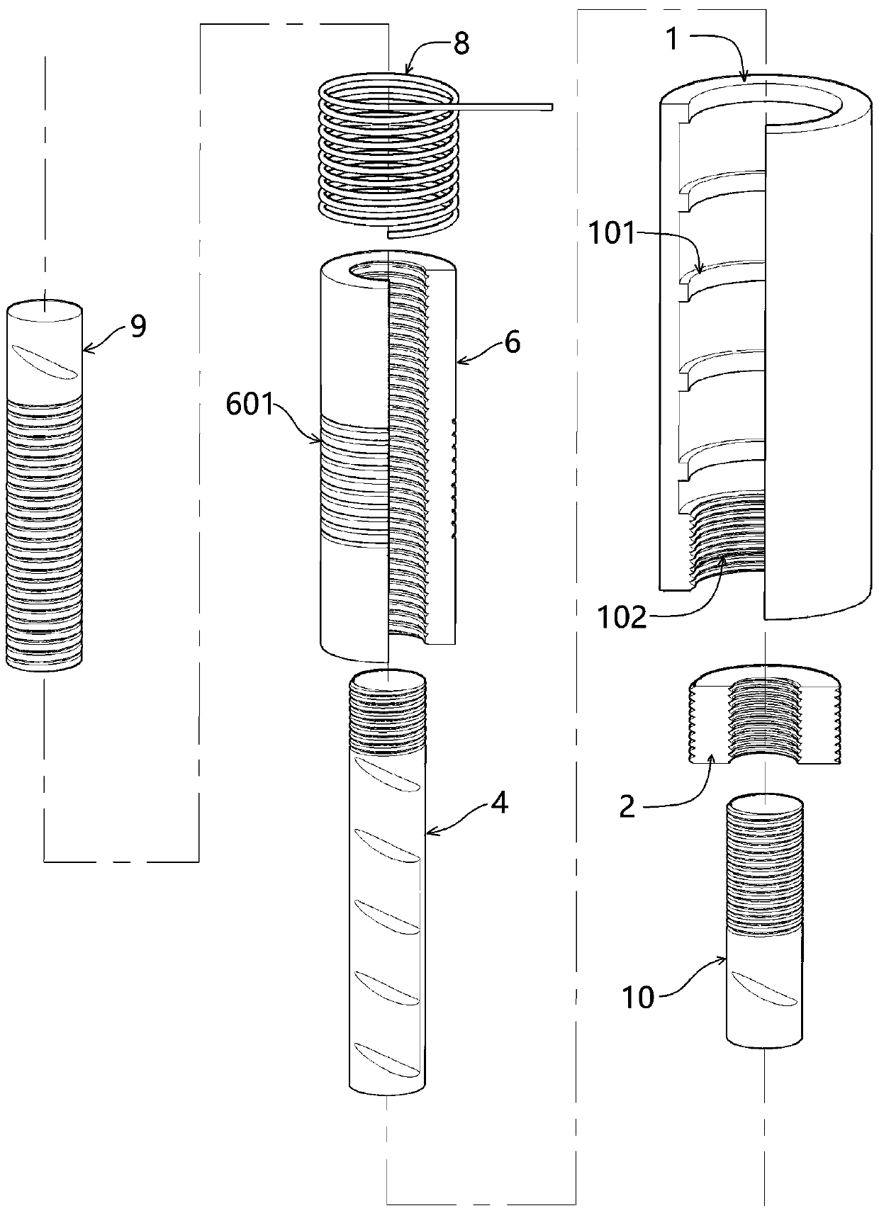 Rebar connector with movable casing and semi-grouting sleeve