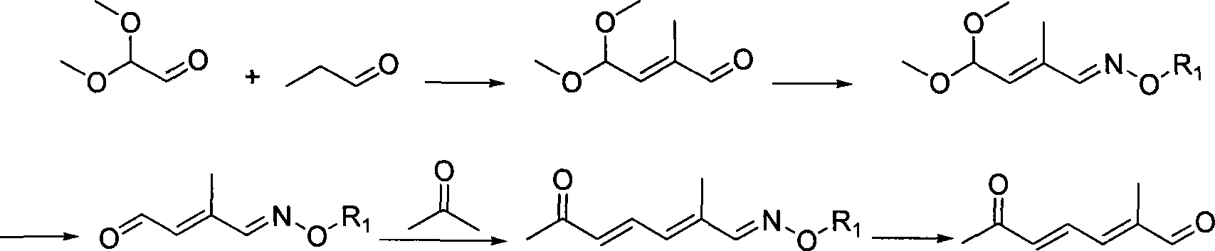 Method for preparing (2E,4E)-2-methyl-6-oxo-2,4-heptadienal