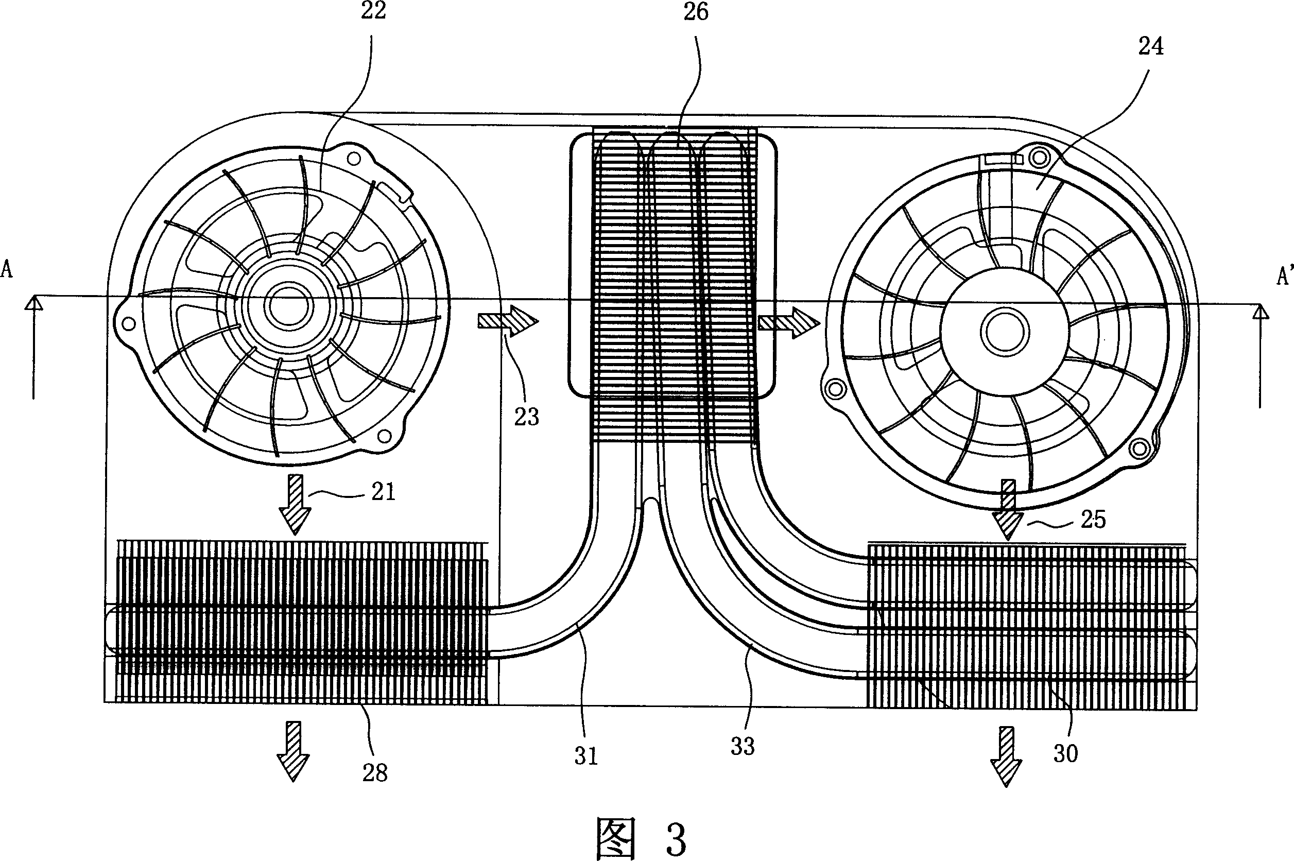 Radiation device for electronic element