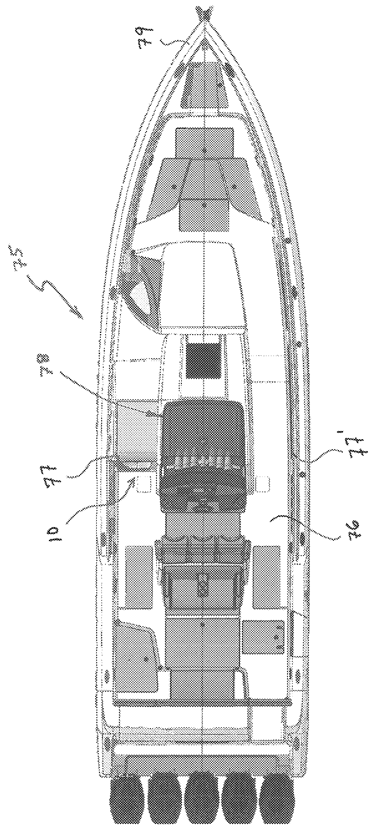 Underdeck mid-cabin entry system for mono hull boat