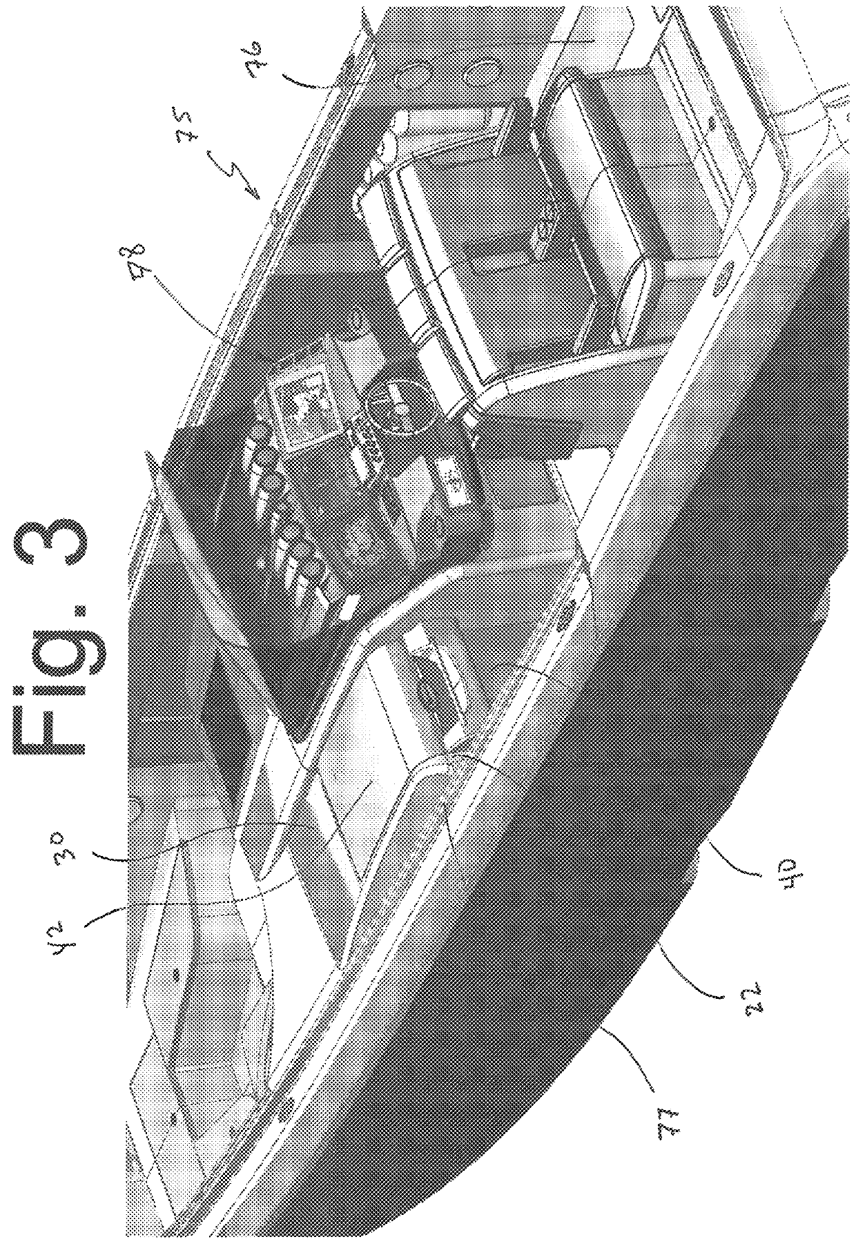 Underdeck mid-cabin entry system for mono hull boat