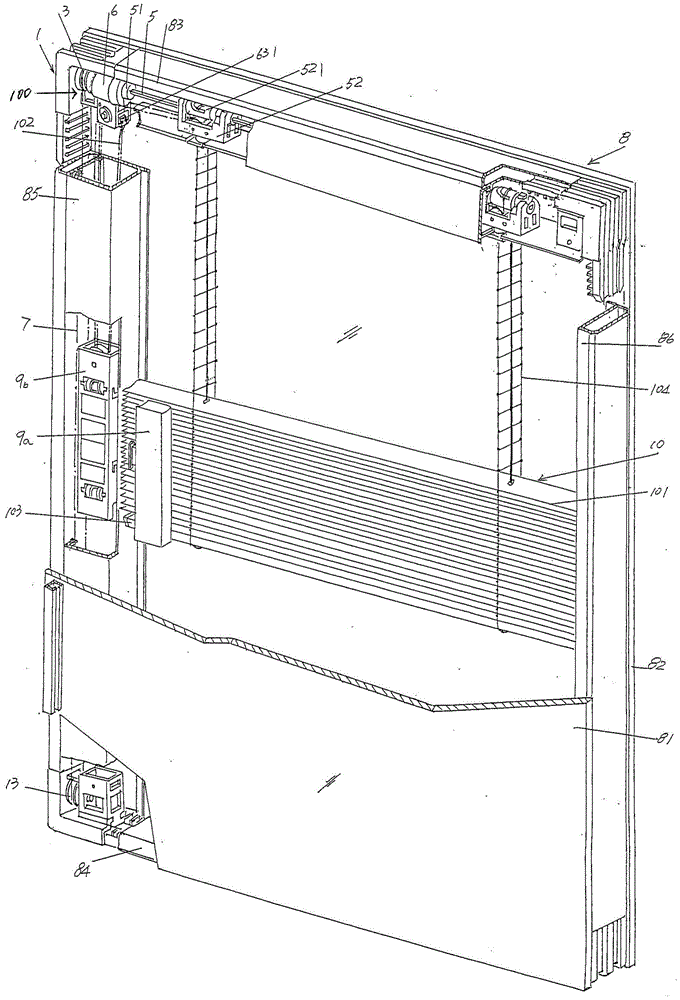 Single-operated double-glazed insulating glass with built-in shutters
