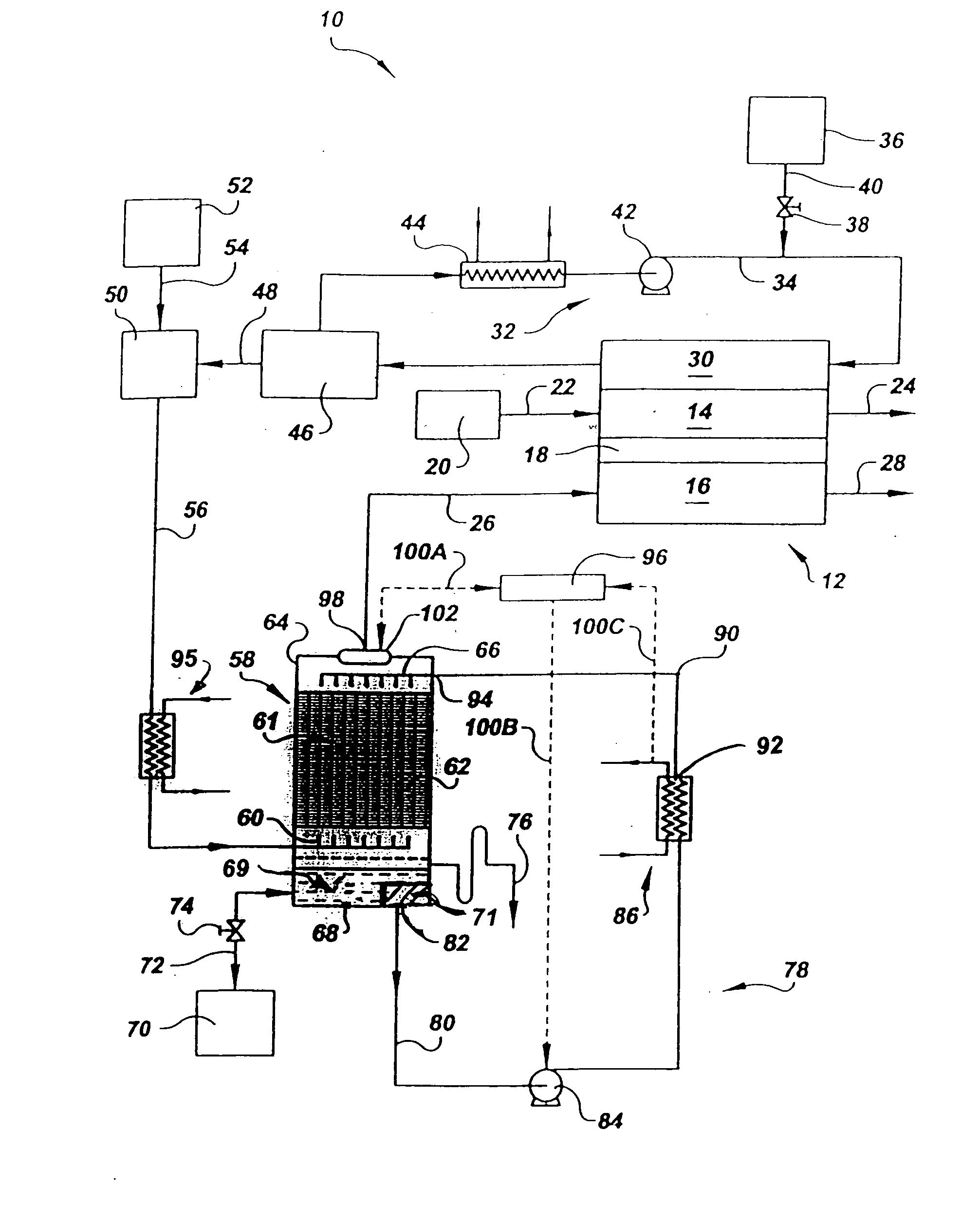 Integrated contaminant6 separator and water-control loop for a fuel reactant stream