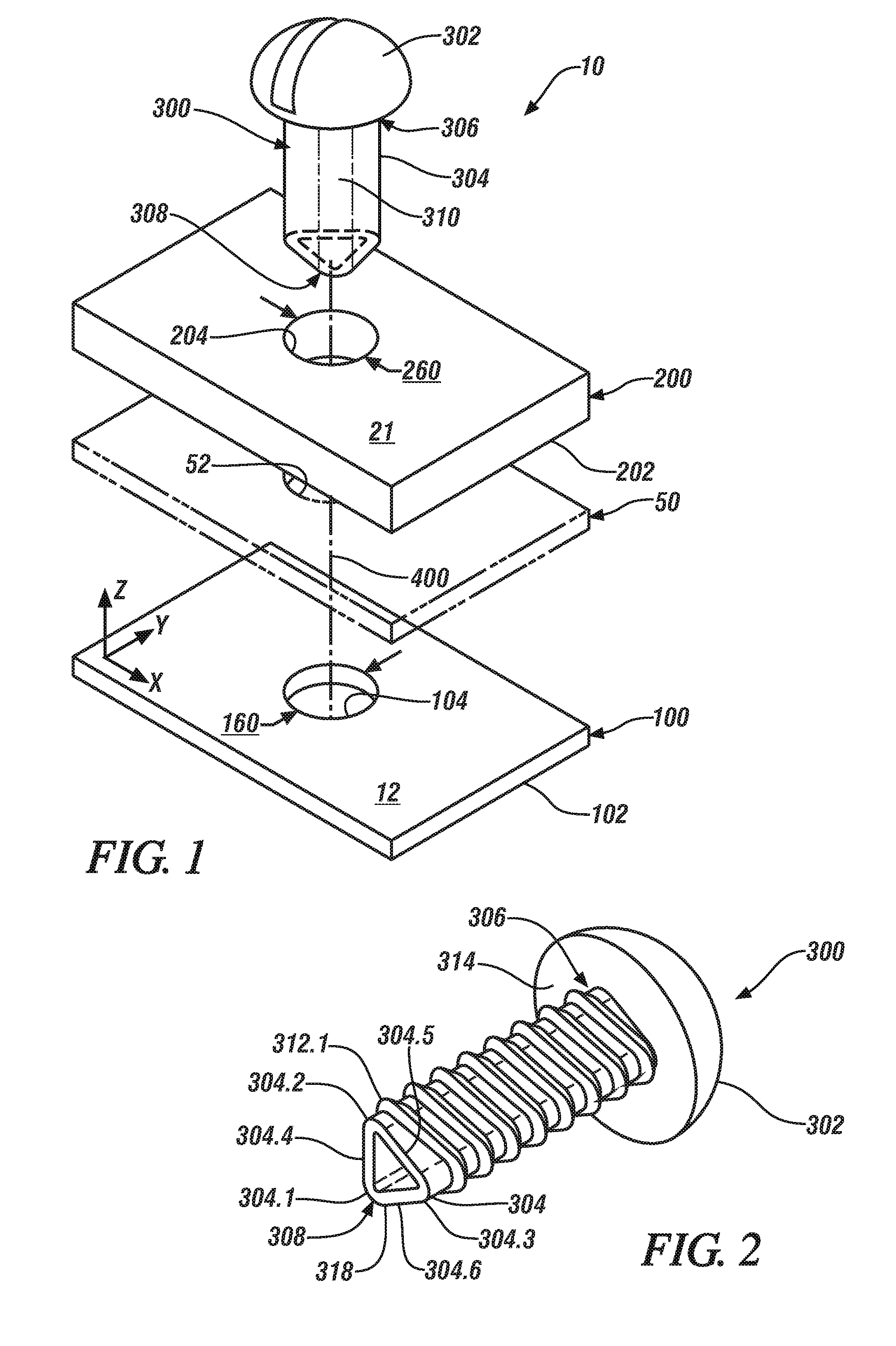 Elastically deformable alignment fastener and system