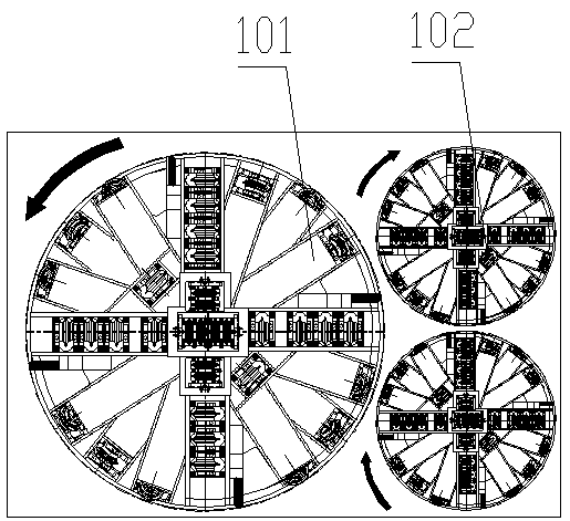 Robot-supported flexible arm tunnel boring machine (Robot-TBM) with multiple cutters boring tunnels with arbitrary cross sections