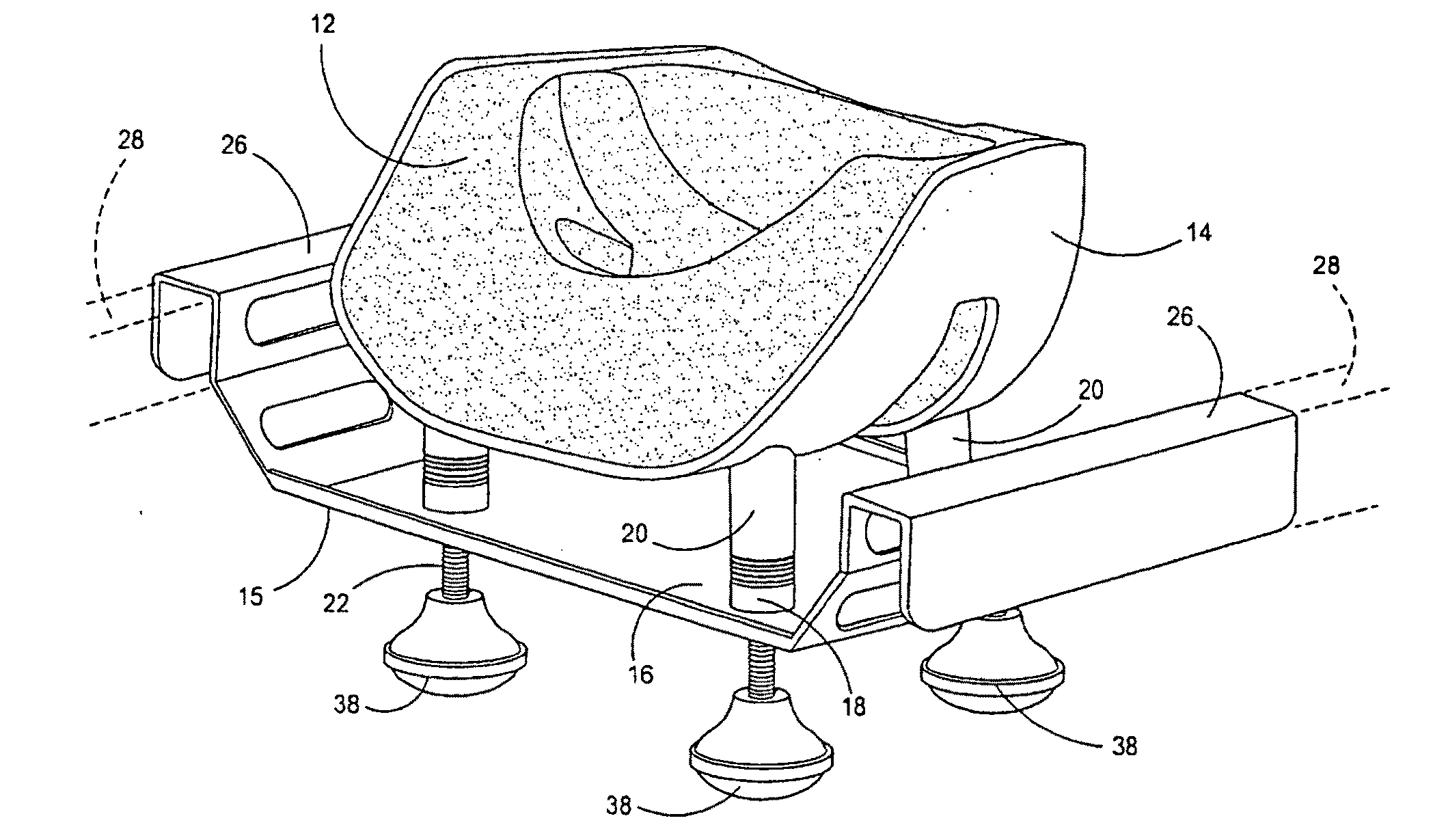 Table engageable support for head cushion supporting anesthetized patient