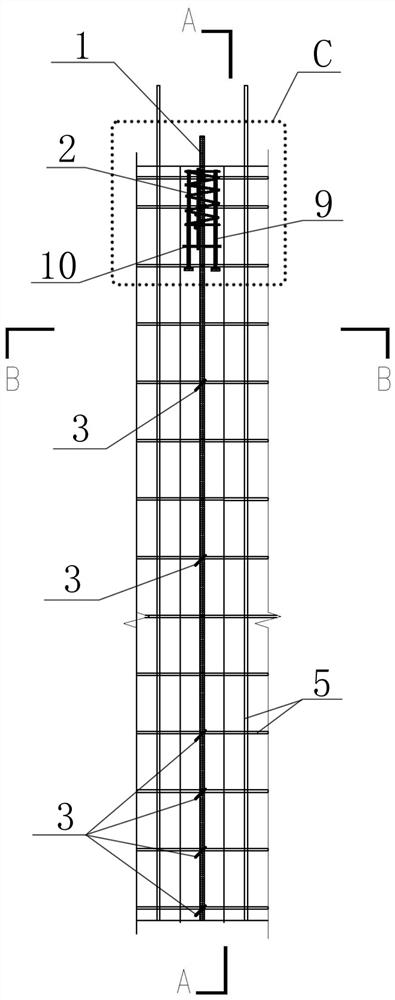 Design and construction method of multi-functional lifting ring connection node of longitudinal rib hollow wall panel