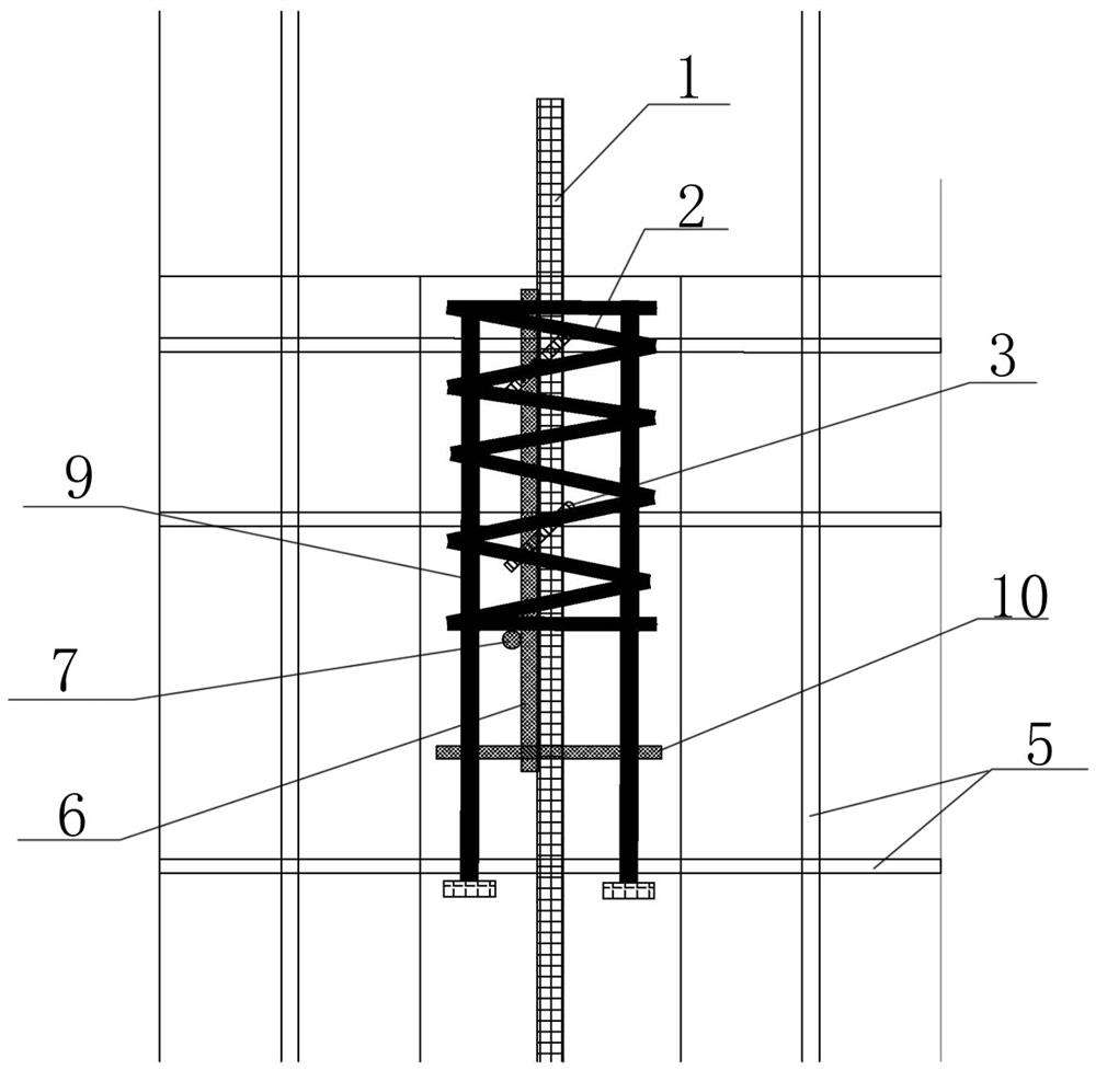 Design and construction method of multi-functional lifting ring connection node of longitudinal rib hollow wall panel