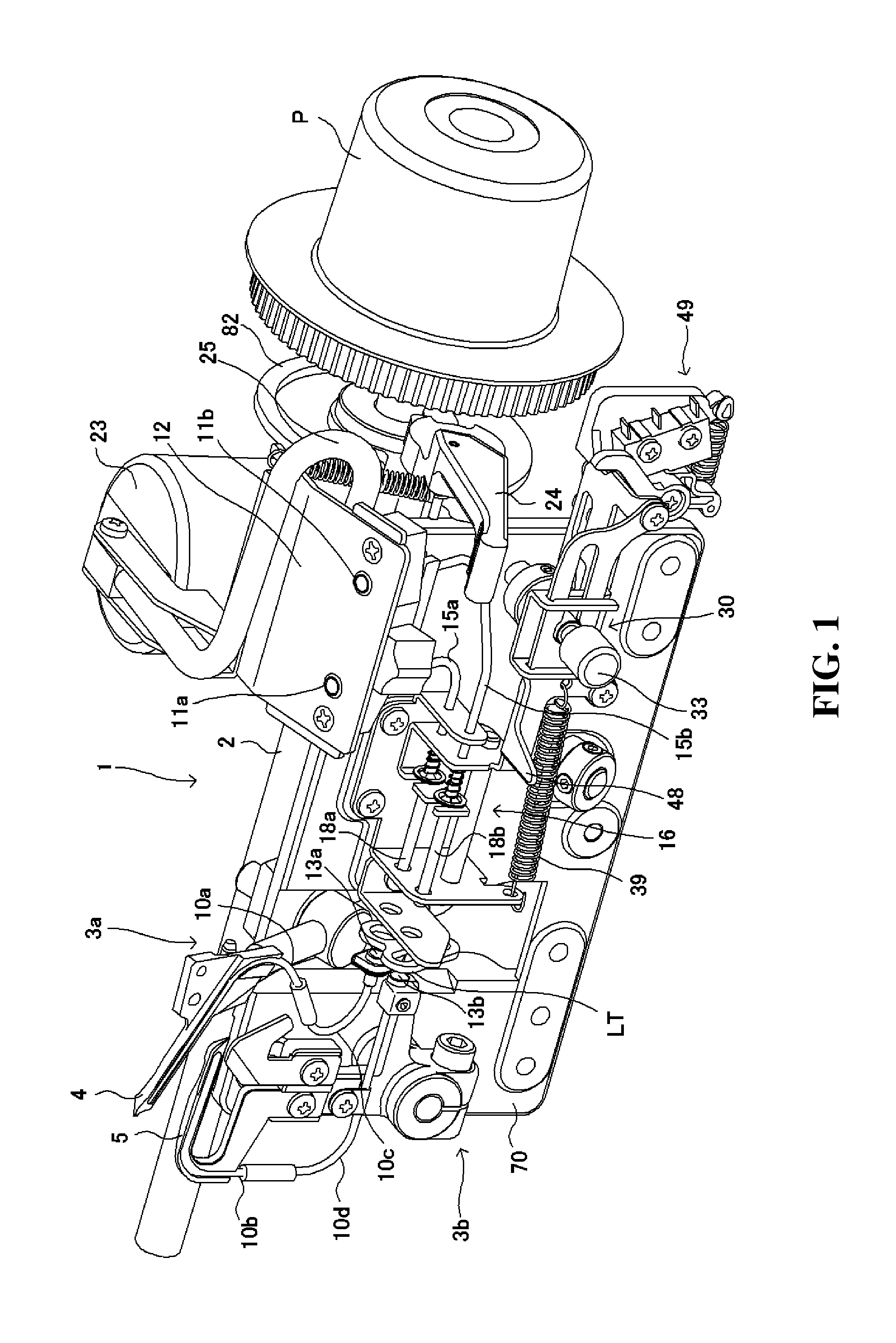 Gas carrying threading device of sewing machine