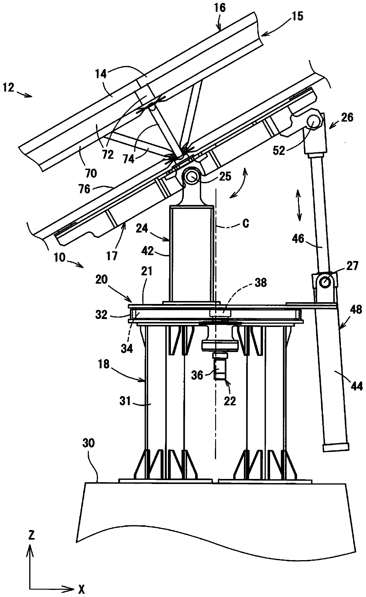 Module support device and solar cell device