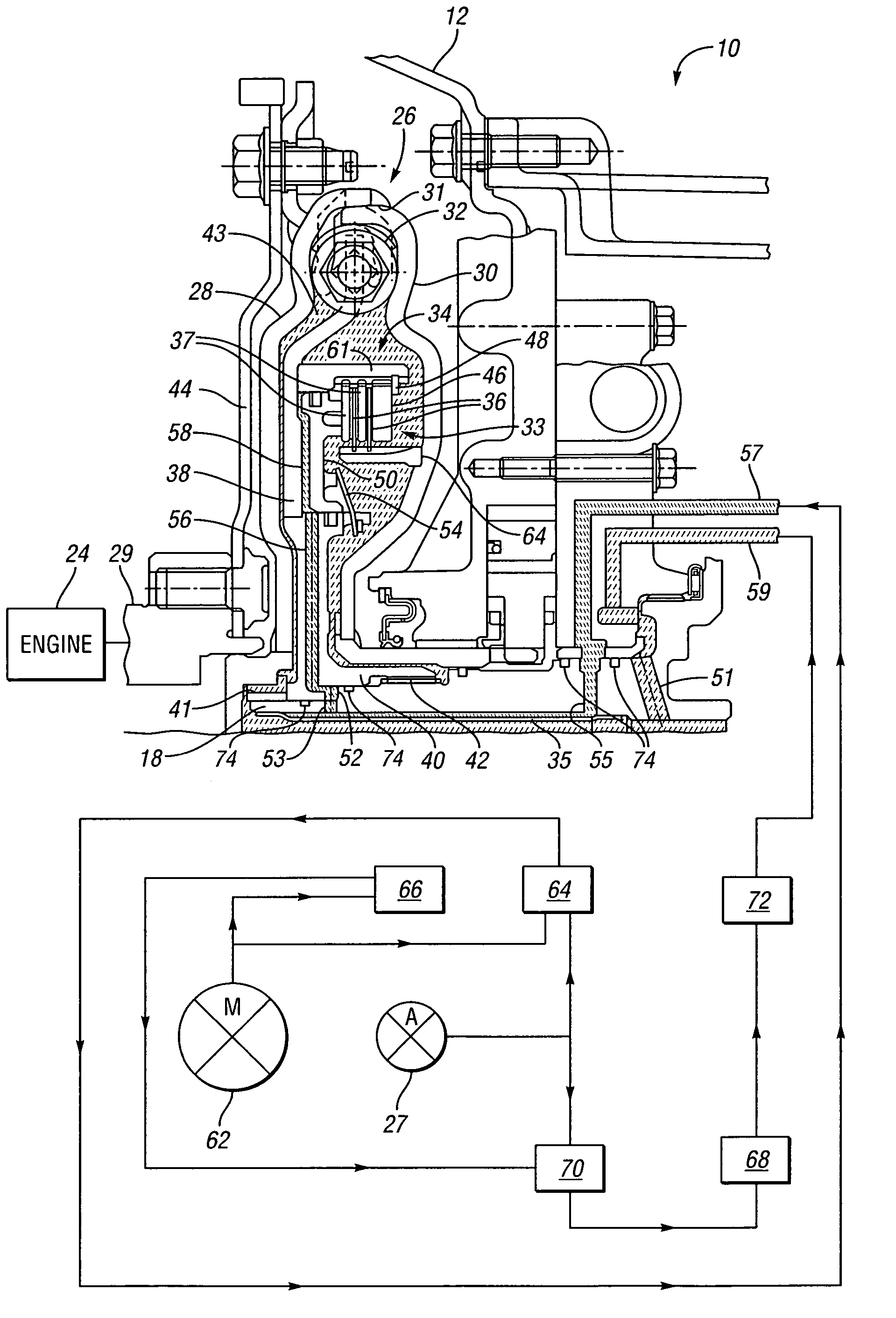 Hydraulic circuit for torsional damper assembly of an electrically variable transmission