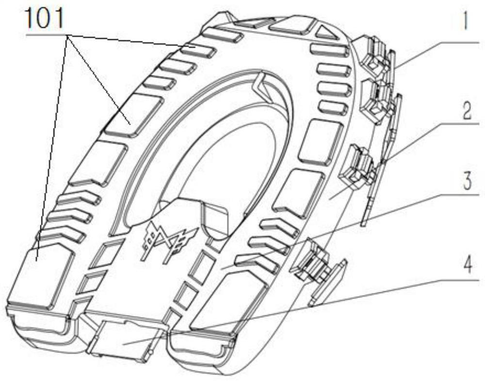 Clamping type horseshoe buffering and damping plastic running shoes