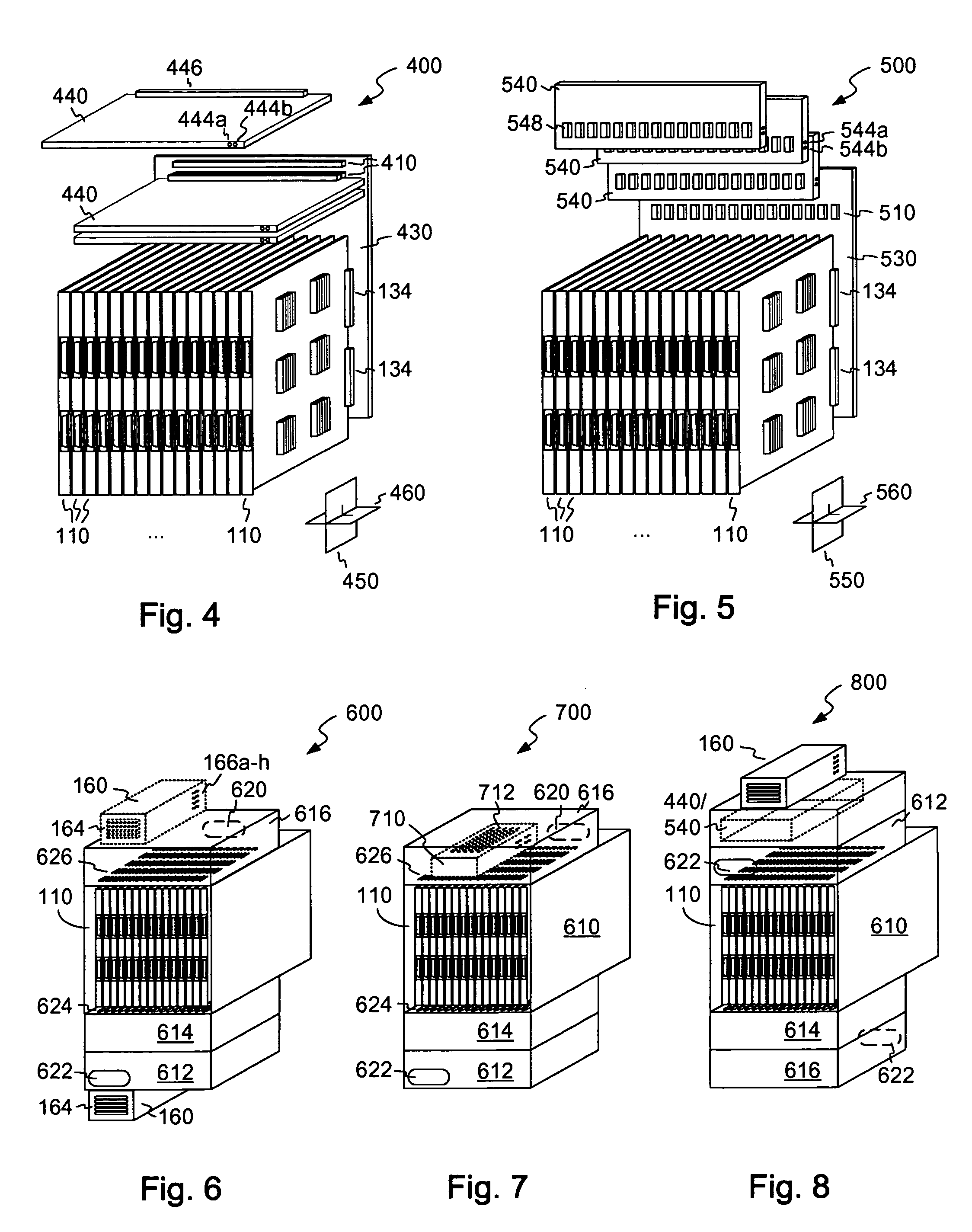 Electronic system with non-parallel arrays of circuit card assemblies