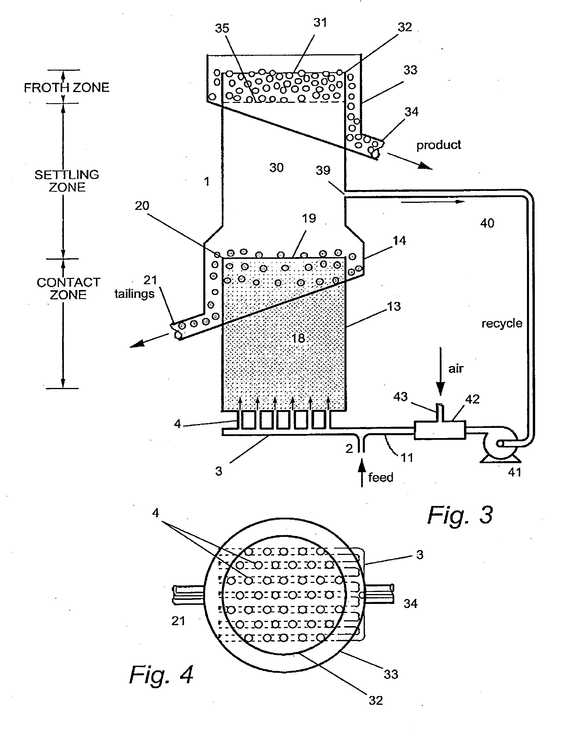 Method and apparatus for flotation in a fluidized bed