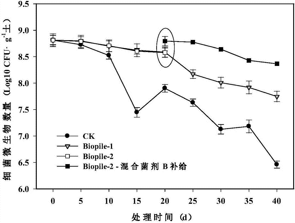 Mixed microbial agent suitable for deep-repairing petroleum hydrocarbon polluted soil in middle temperature aerobic biopile system as well as preparation and application of mixed microbial agent