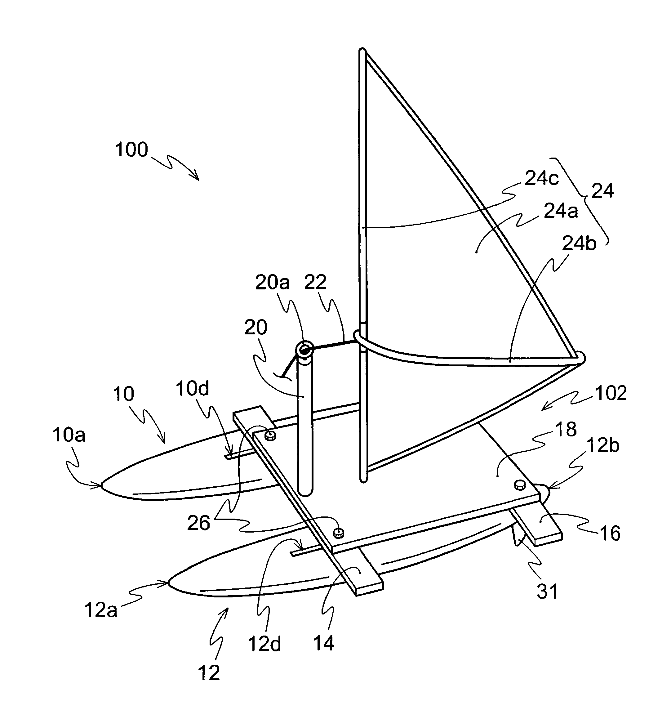 Twin sailing board