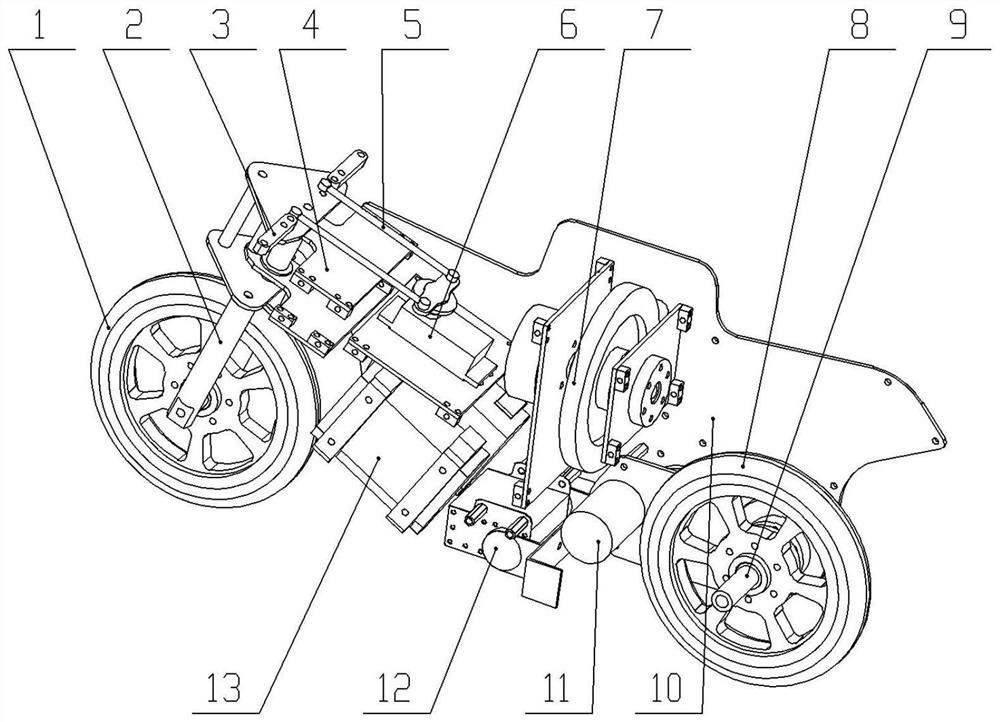 Automatic balancing device and method for a motorcycle-type robot