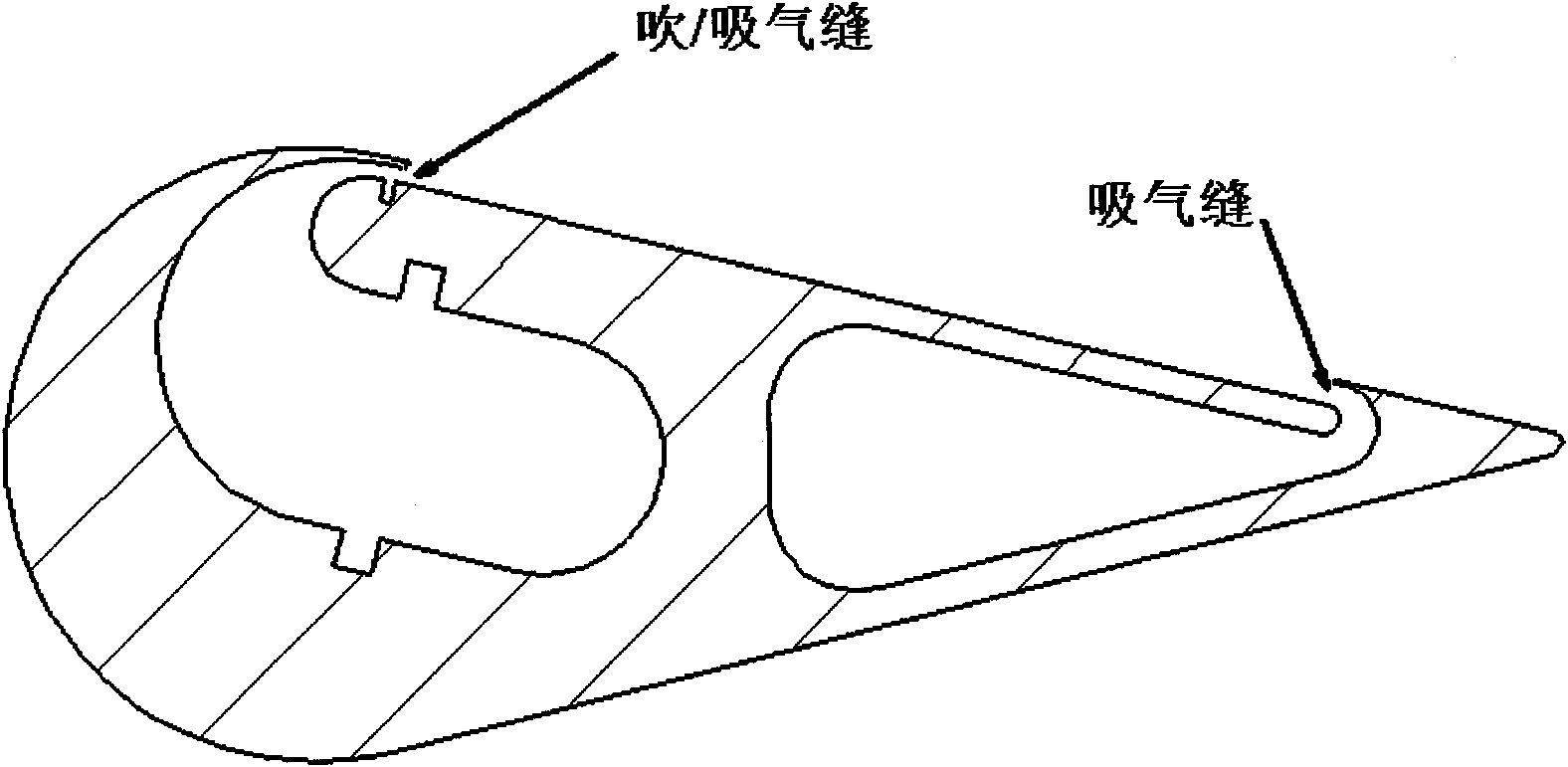 Blow/suction control method of flow separation on control surface of airplane