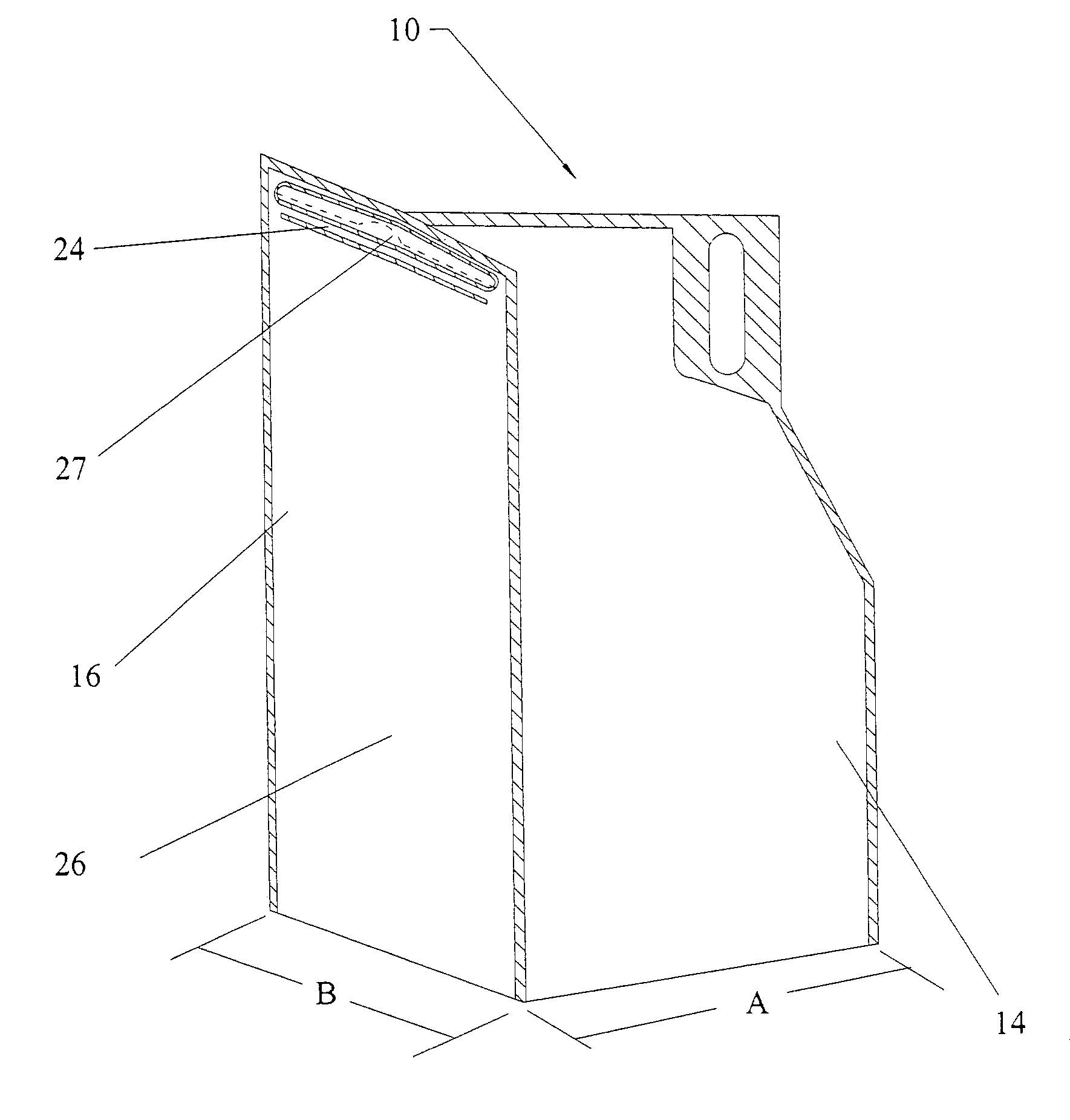 Flexible package with a transverse access panel device