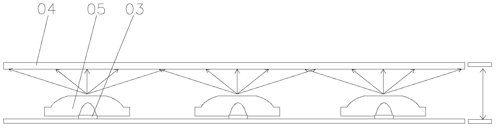 Secondary lens with bottom of curved surface structure