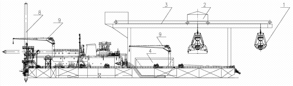 Gantry type grab dredger